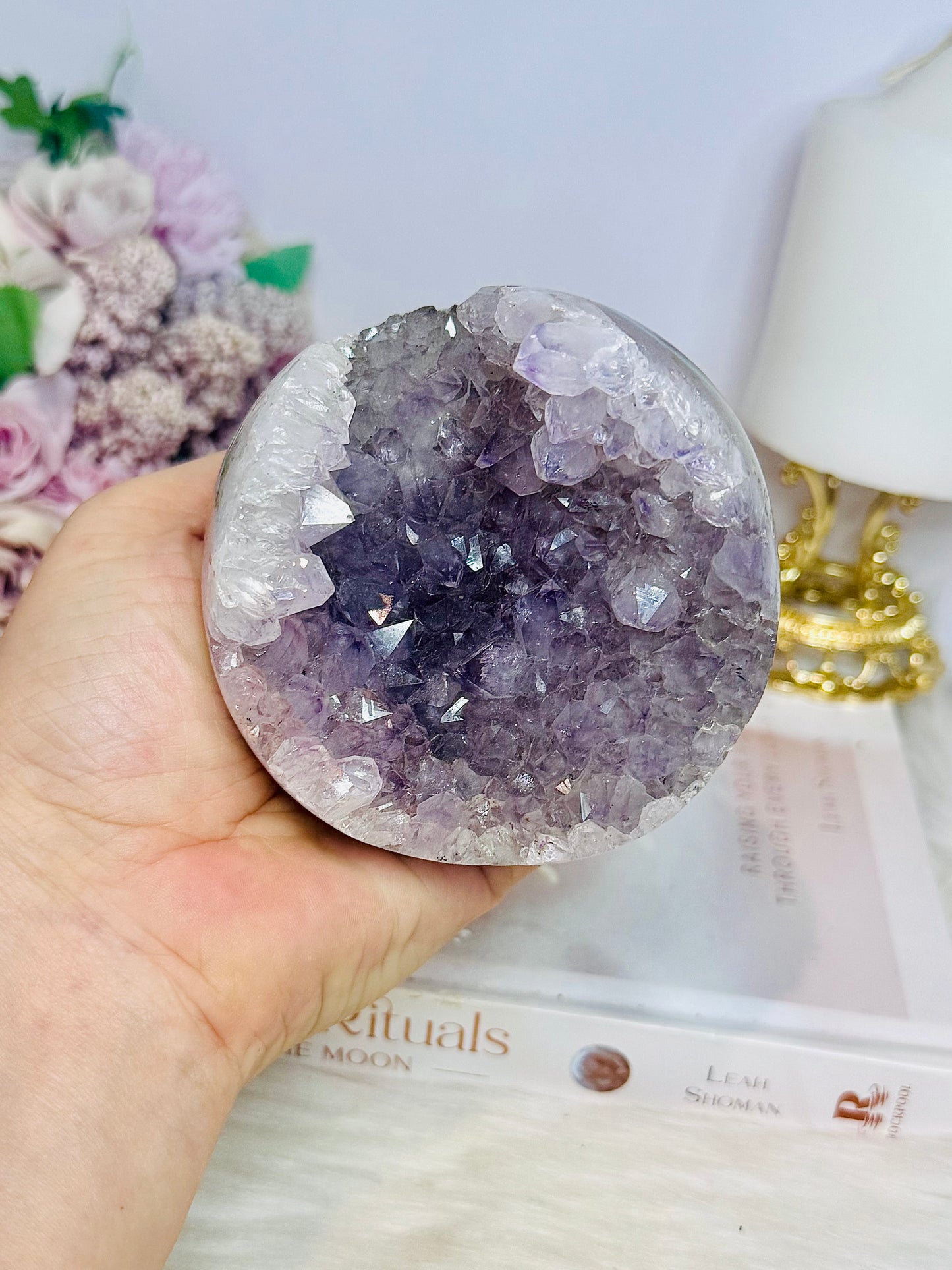 Large Druzy Amethyst X Agate Sphere On Stand 620g