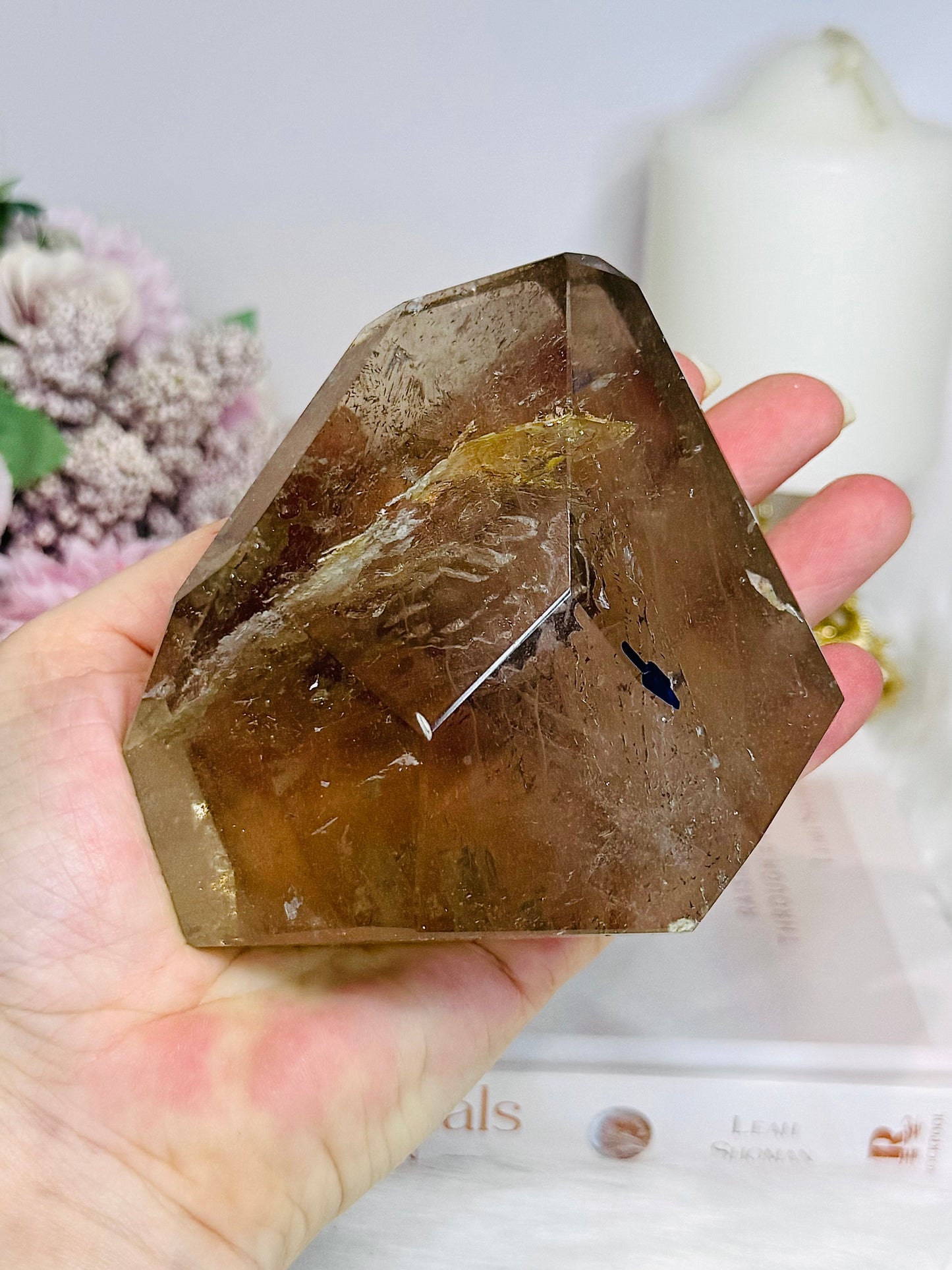 Natural Large Smokey Quartz Freeform On Stand from Brazil 15.5cm 667g