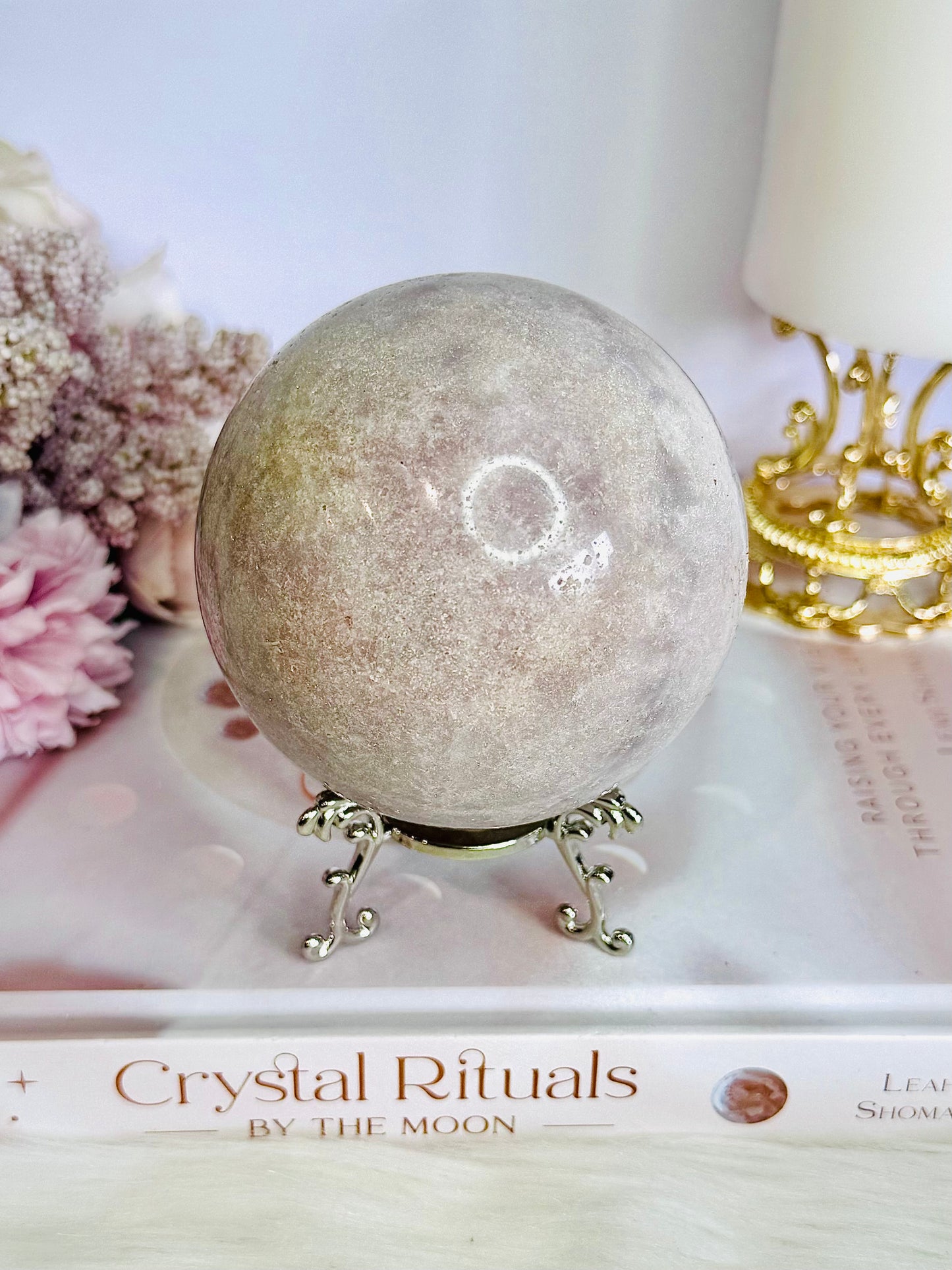 Stunning Large Natural Druzy Pink Amethyst Sphere On Stand 601grams