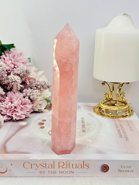 Tall 15cm Rose Quartz Tower