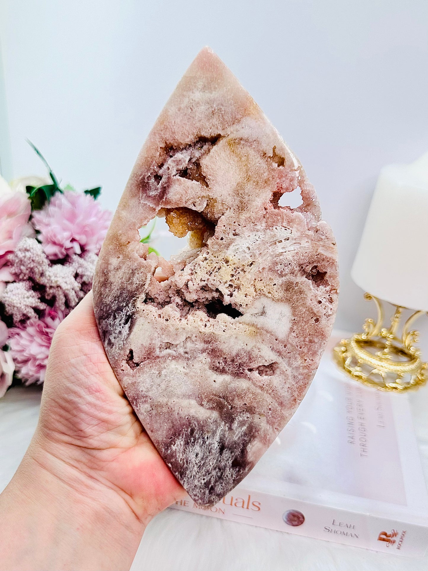 Unique & Fabulous ~ The Most Absolutely Incredible Large Chunky 20cm Druzy Pink Amethyst Carved Evil Eye on Stand From Brazil