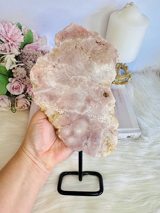 Large Pink Amethyst Natural Slab On Stand 24cm