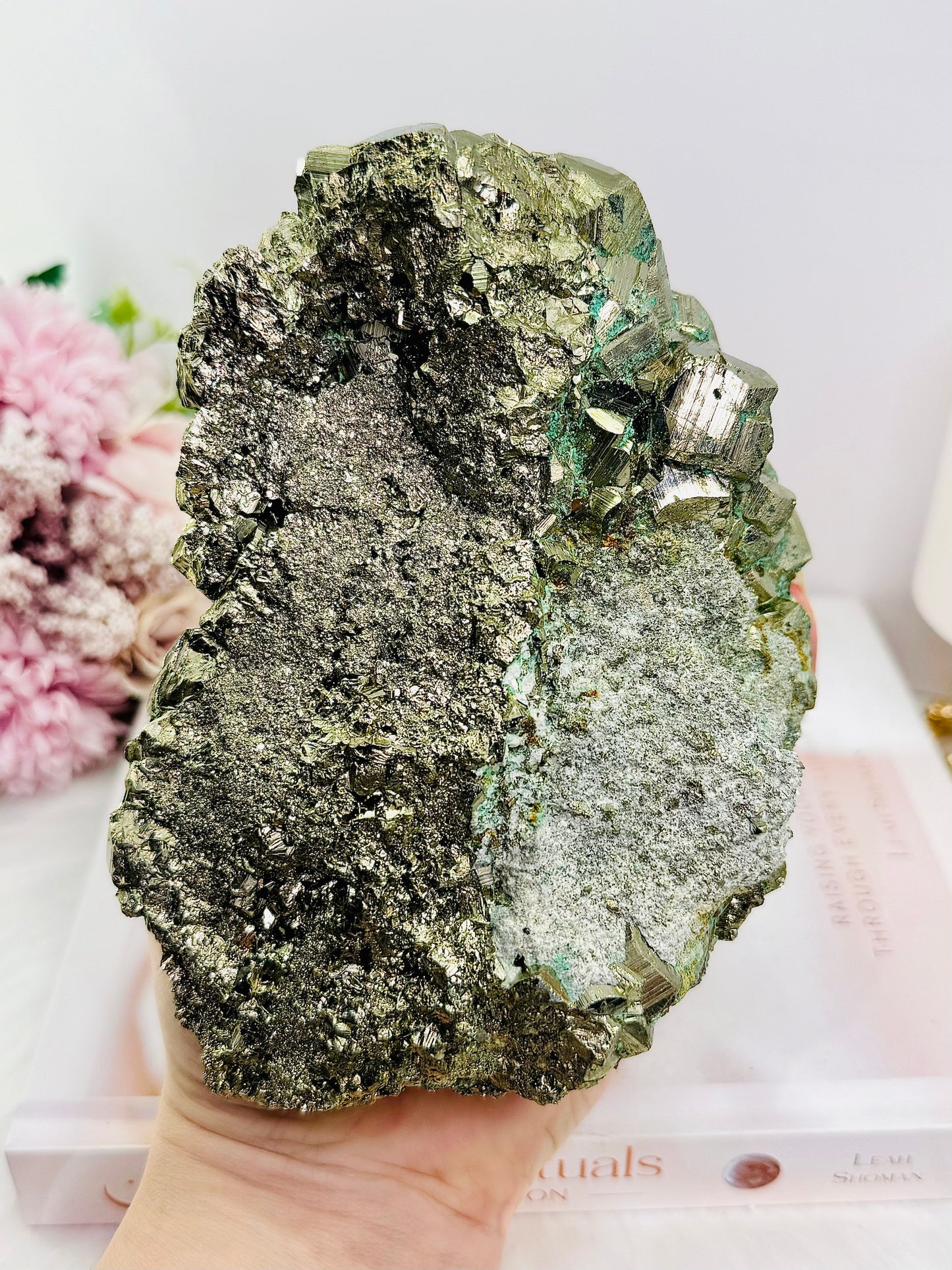 High Grade Incredible Large 1.84KG 15cm Cubed Pyrite Specimen On Stand