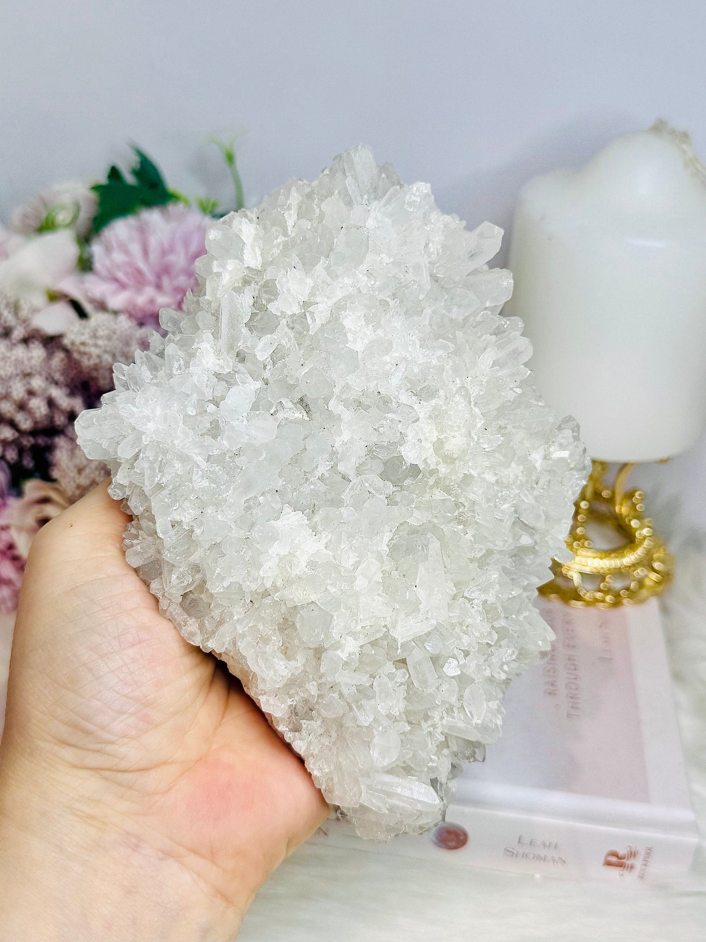 Large Clear Quartz Natural Cluster Specimen 519g
