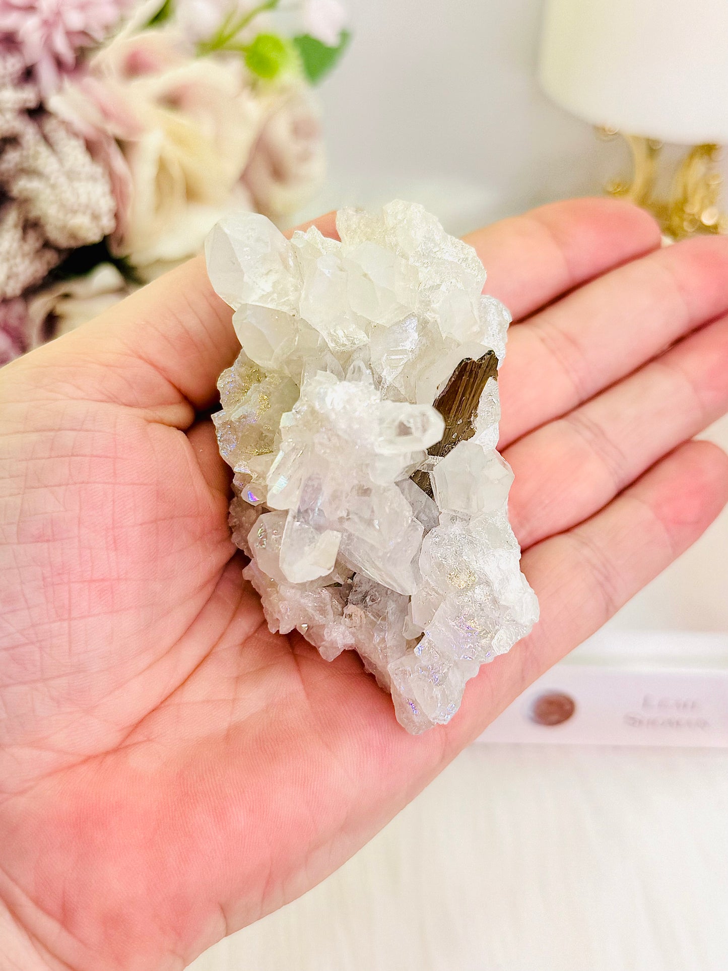 Stunning Sparkling Angel Aura Clear Quartz Cluster 8cm