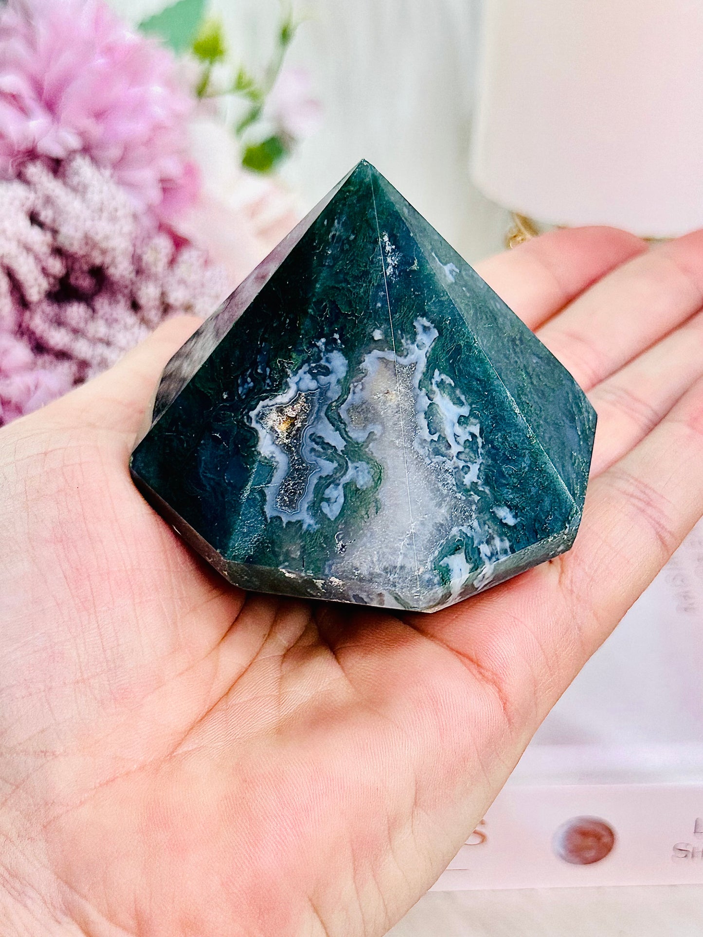 Peace & Tranquility ~ Stunning Moss Agate Facet Carved Diamond