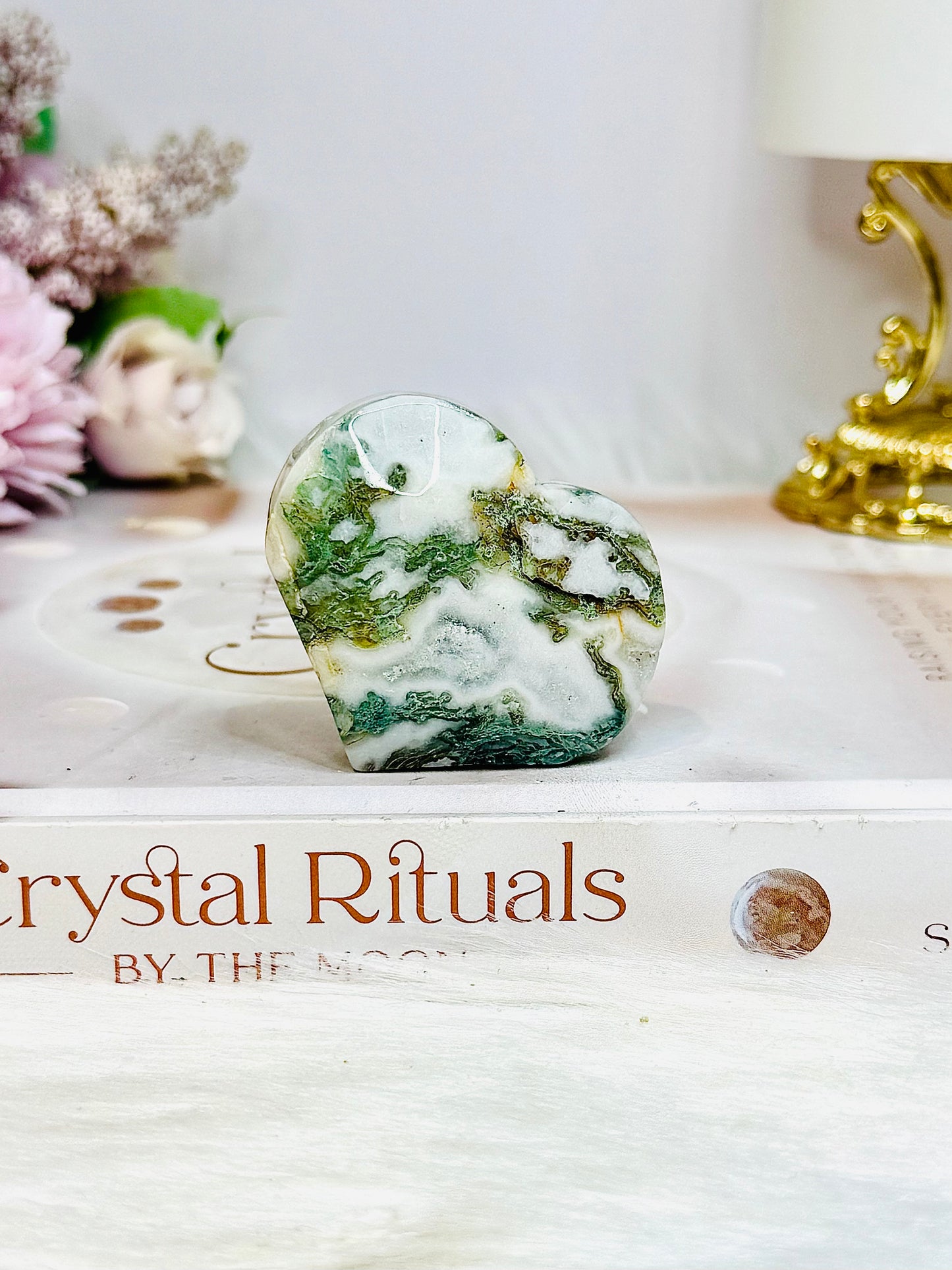 Moss Agate Small Heart