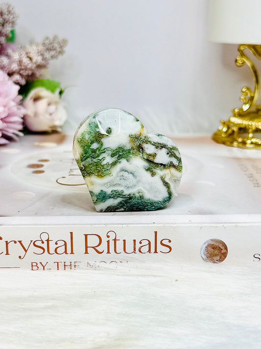 Moss Agate Small Heart