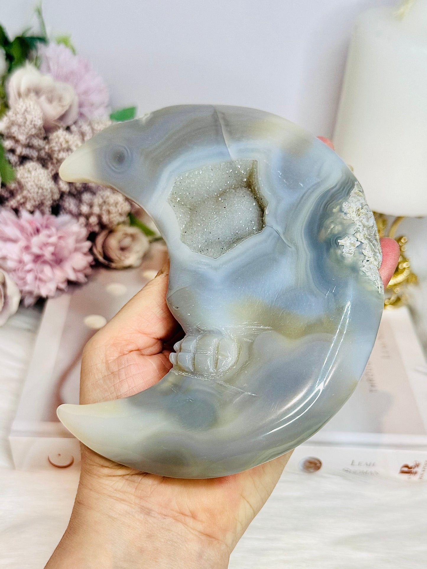 Large Druzy Agate Moon 13.5cm