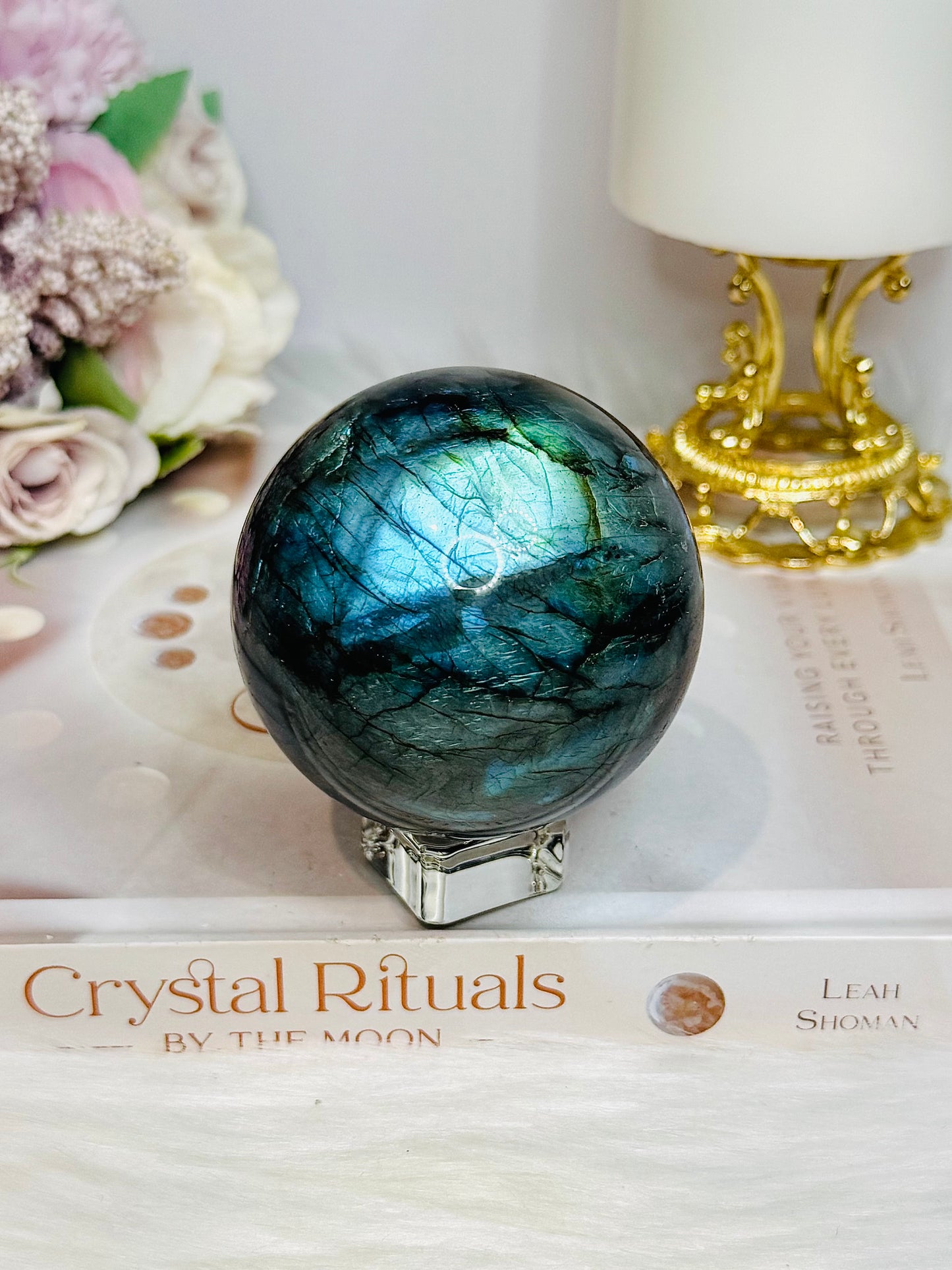 Large Labradorite Sphere on Stand 414g