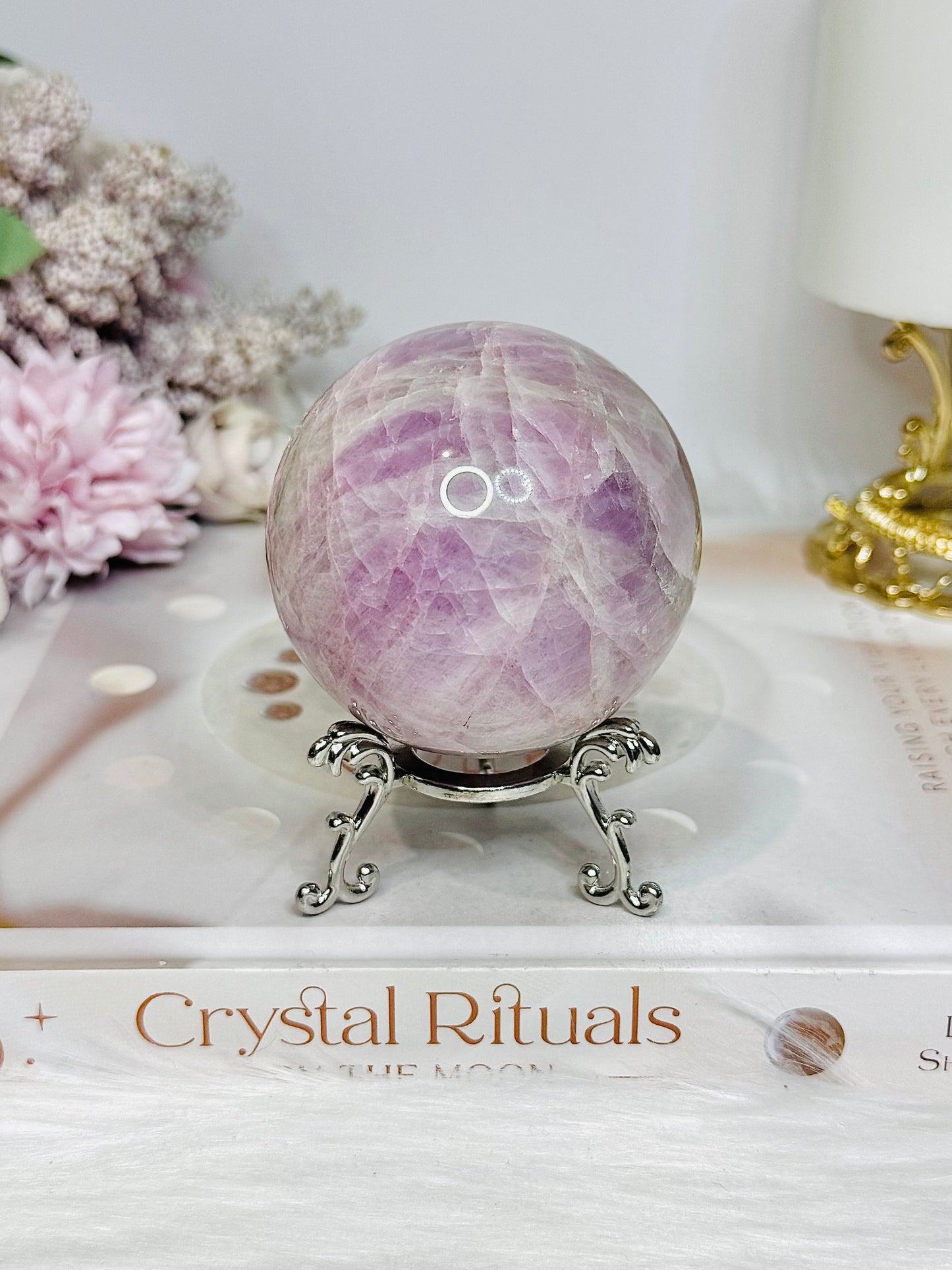 Large Kunzite Sphere on Stand 398g