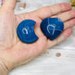 Blue (dyed) Agate Heart & Moon Carvings