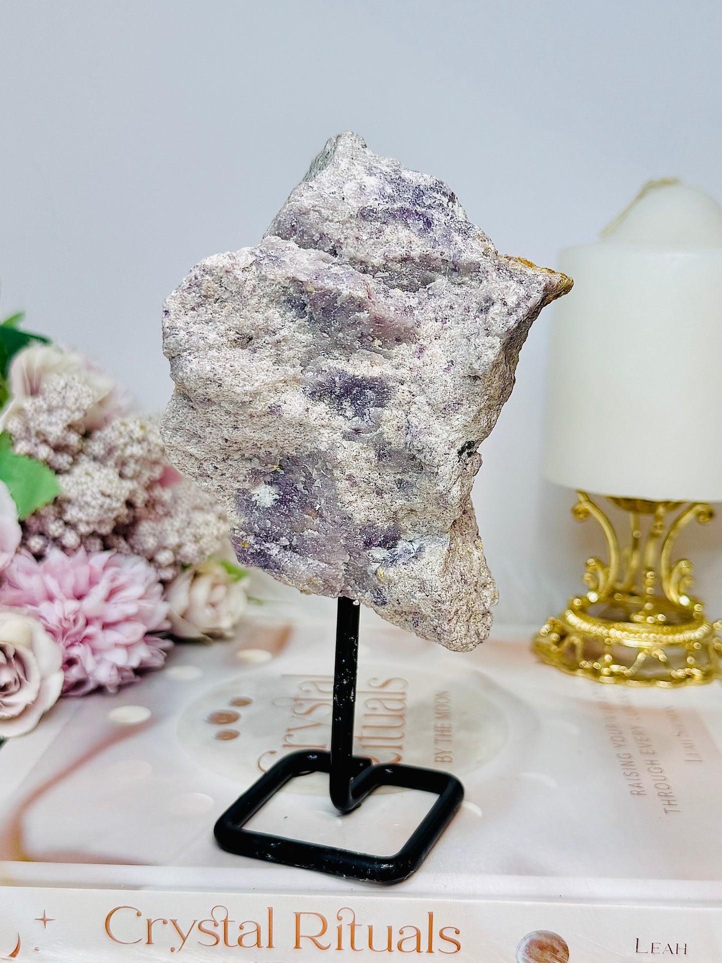 Natural Lepidolite Specimen On Stand 472g 16cm