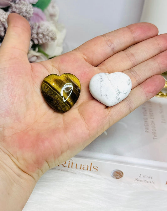 Howlite & Tigers Eye Hearts