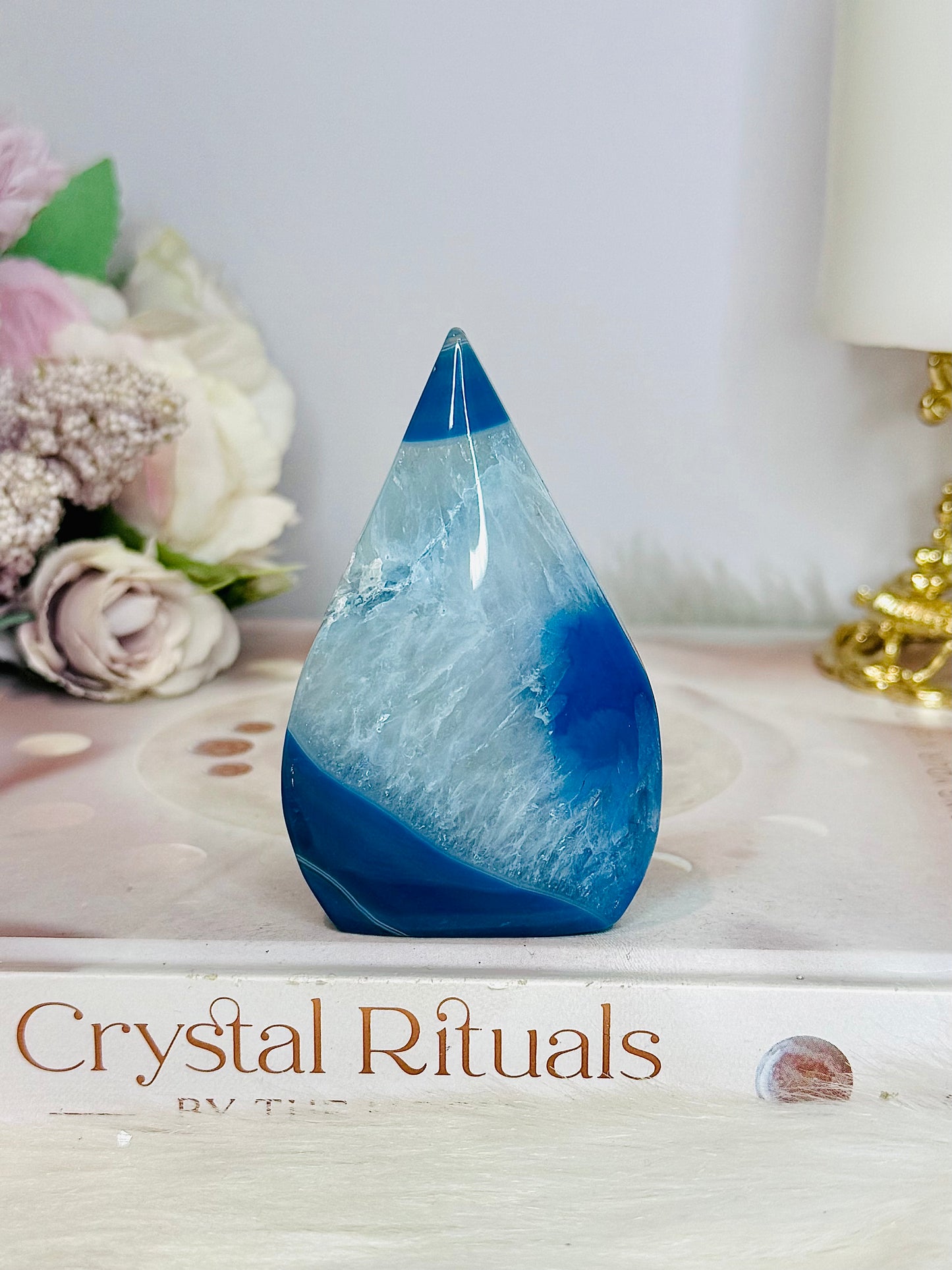 Blue (Dyed) Druzy Agate Flame | Freeform 7.5cm