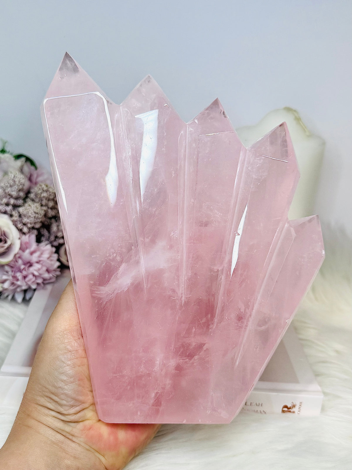 Statement Piece ~ Large Rose Quartz 5 Point Tower 19cm 1.16KG