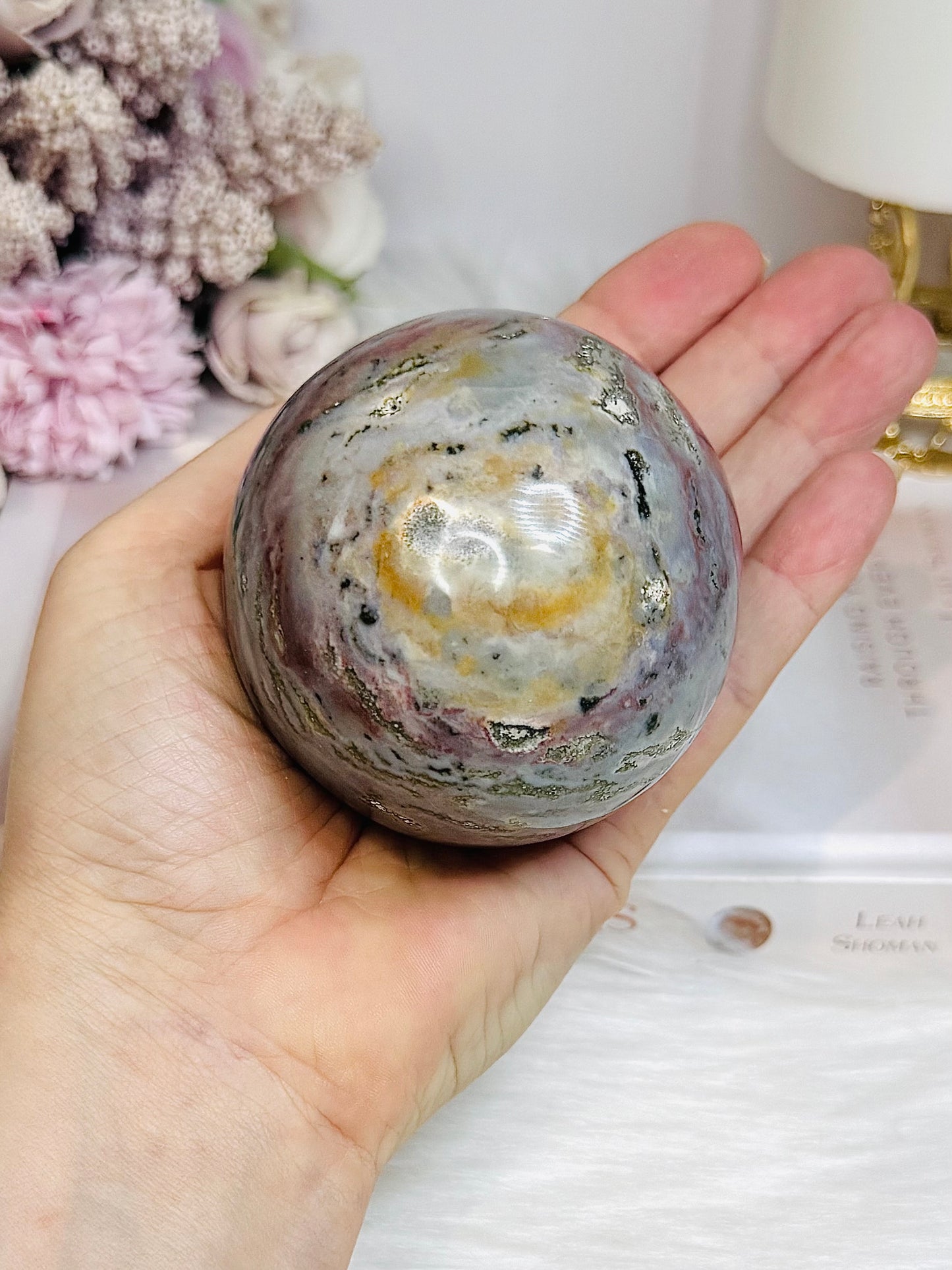 Ocean Jasper Sphere on Stand 443g