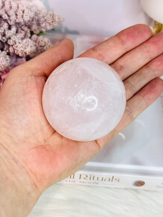 Natural Rose Quartz Sphere On Stand 302grams