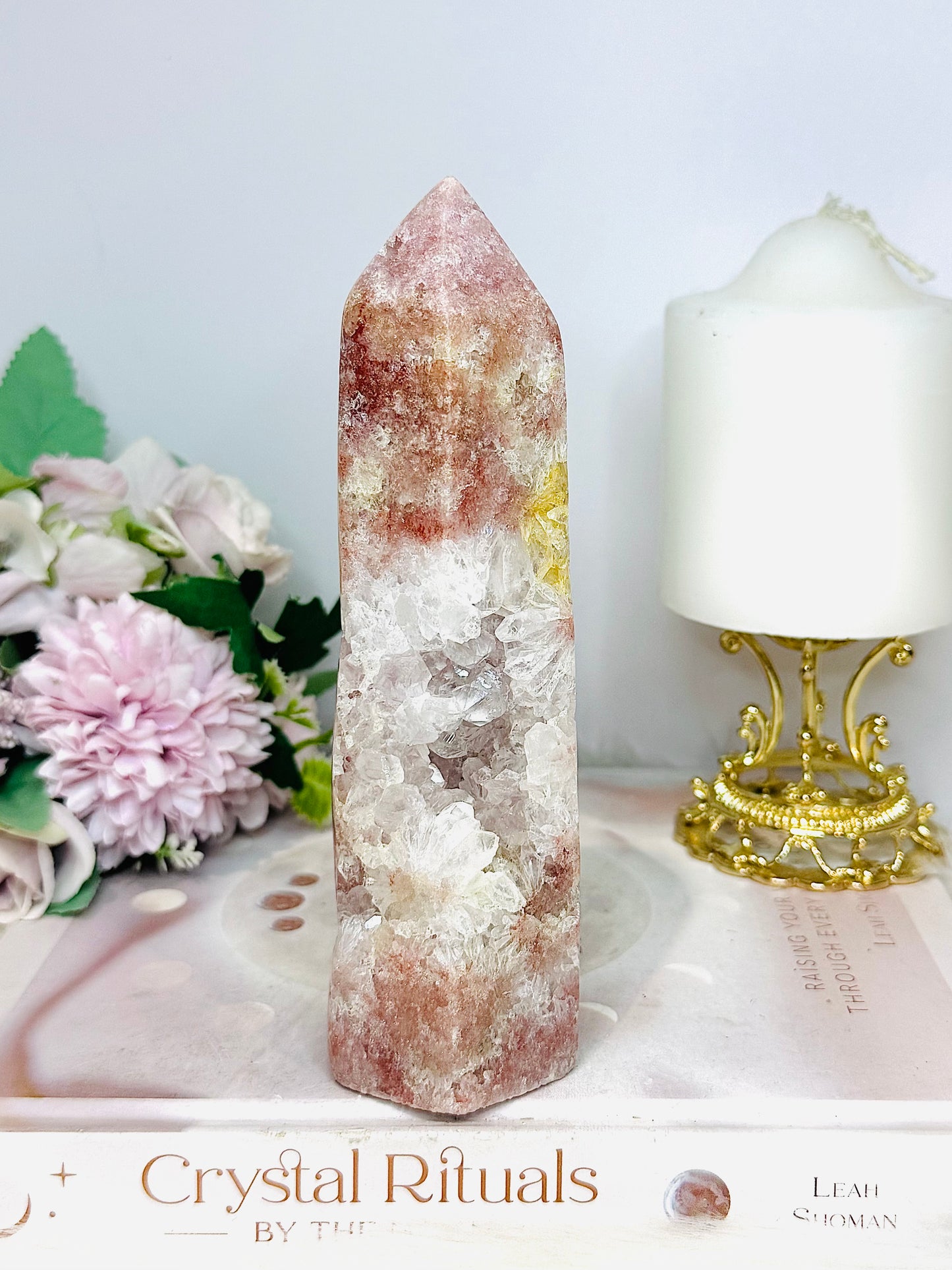 High Grade Druzy Pink Amethyst Tower 16.5cm 546g