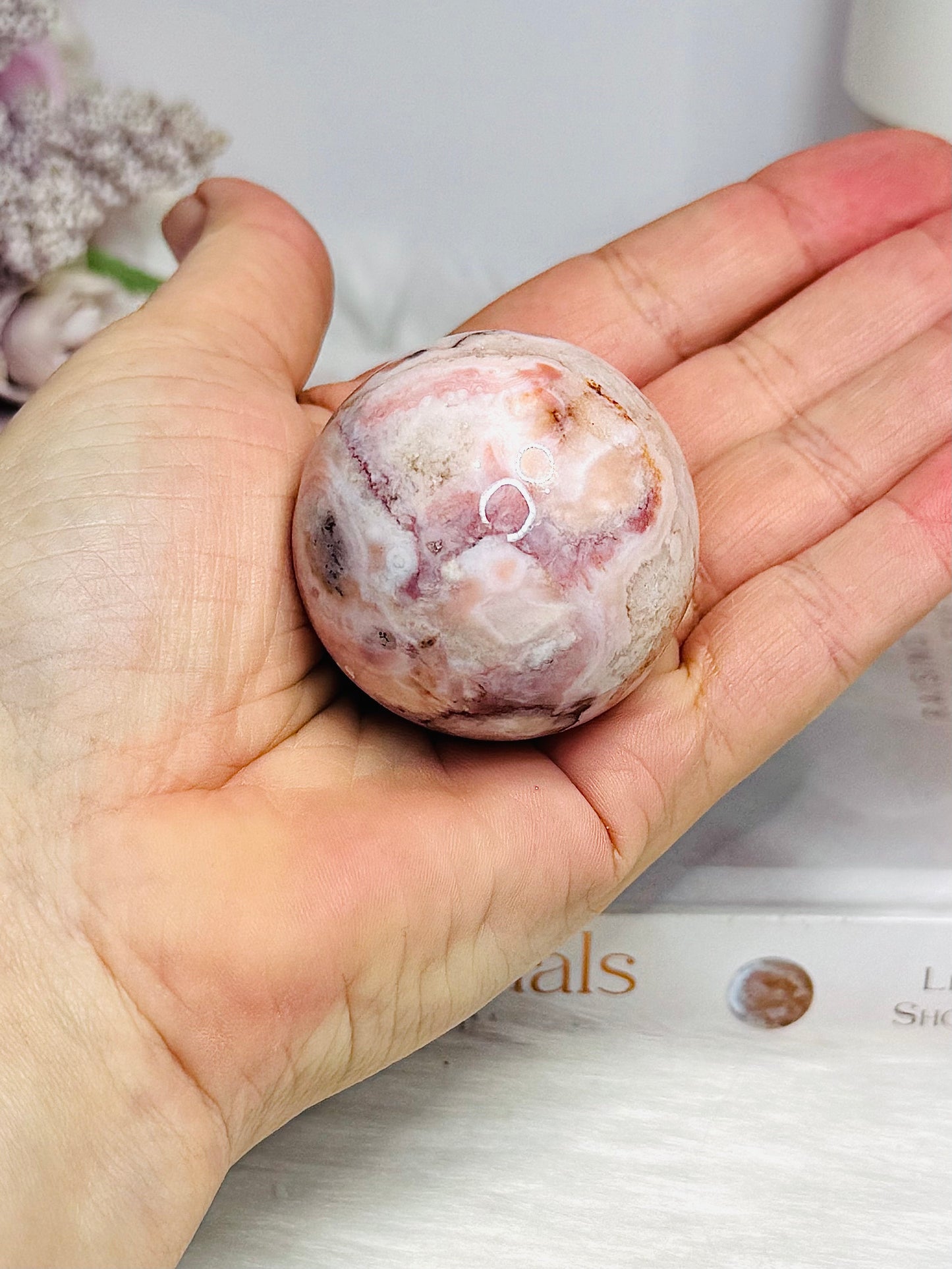 Flower Carnelian Sphere on Stand 118g