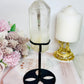 Clear Quartz Double | Twin Tower On Black Stand 17cm