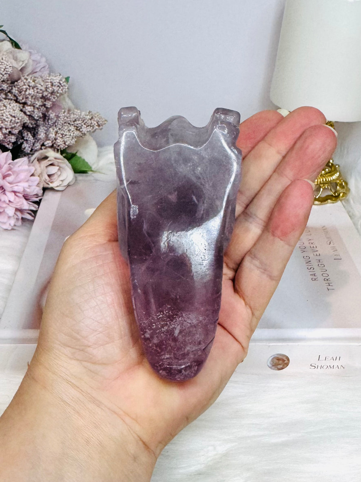 Purple Fluorite Carved Dragon 11cm 394g