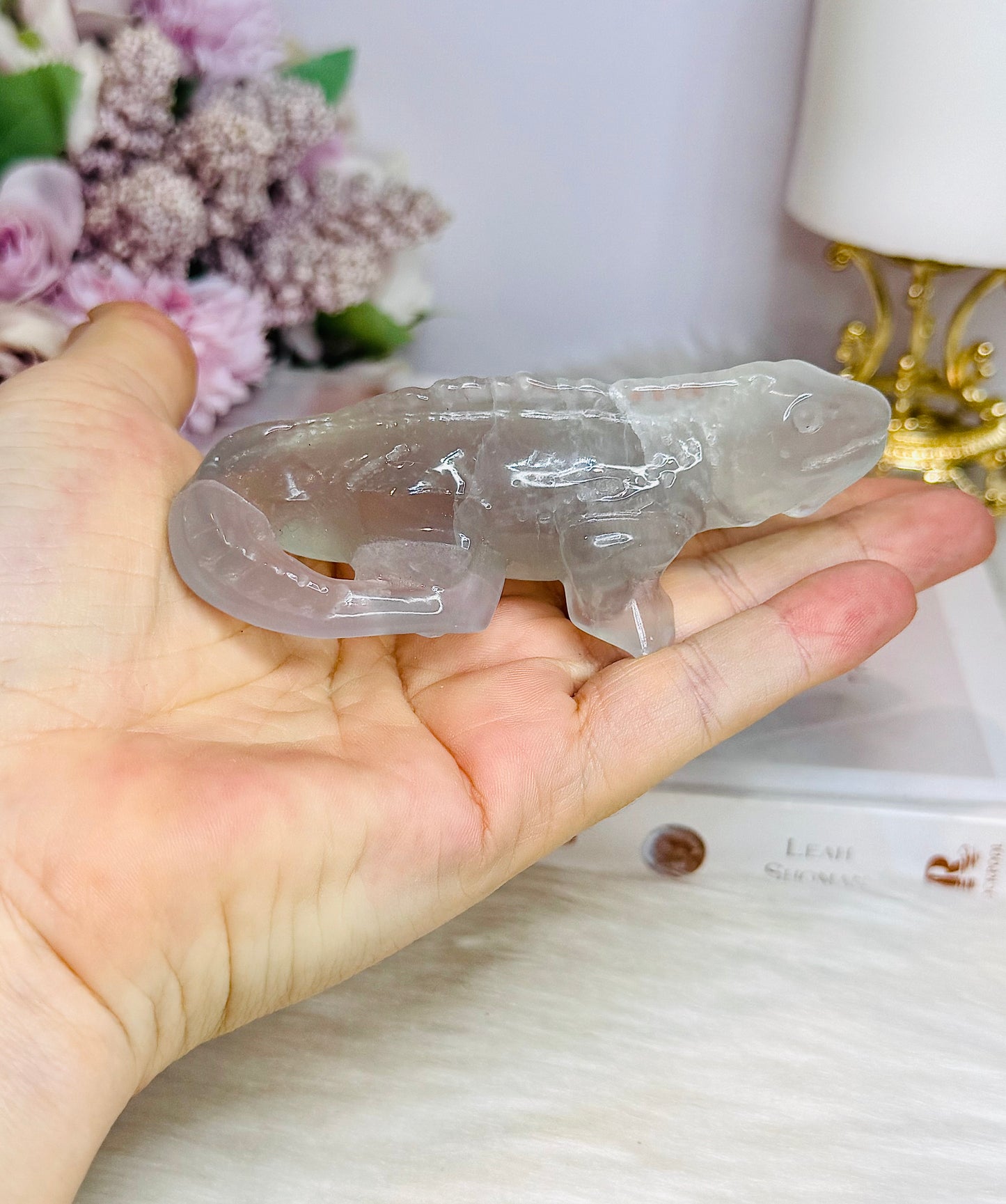Fluorite Carved Lizard 10cm