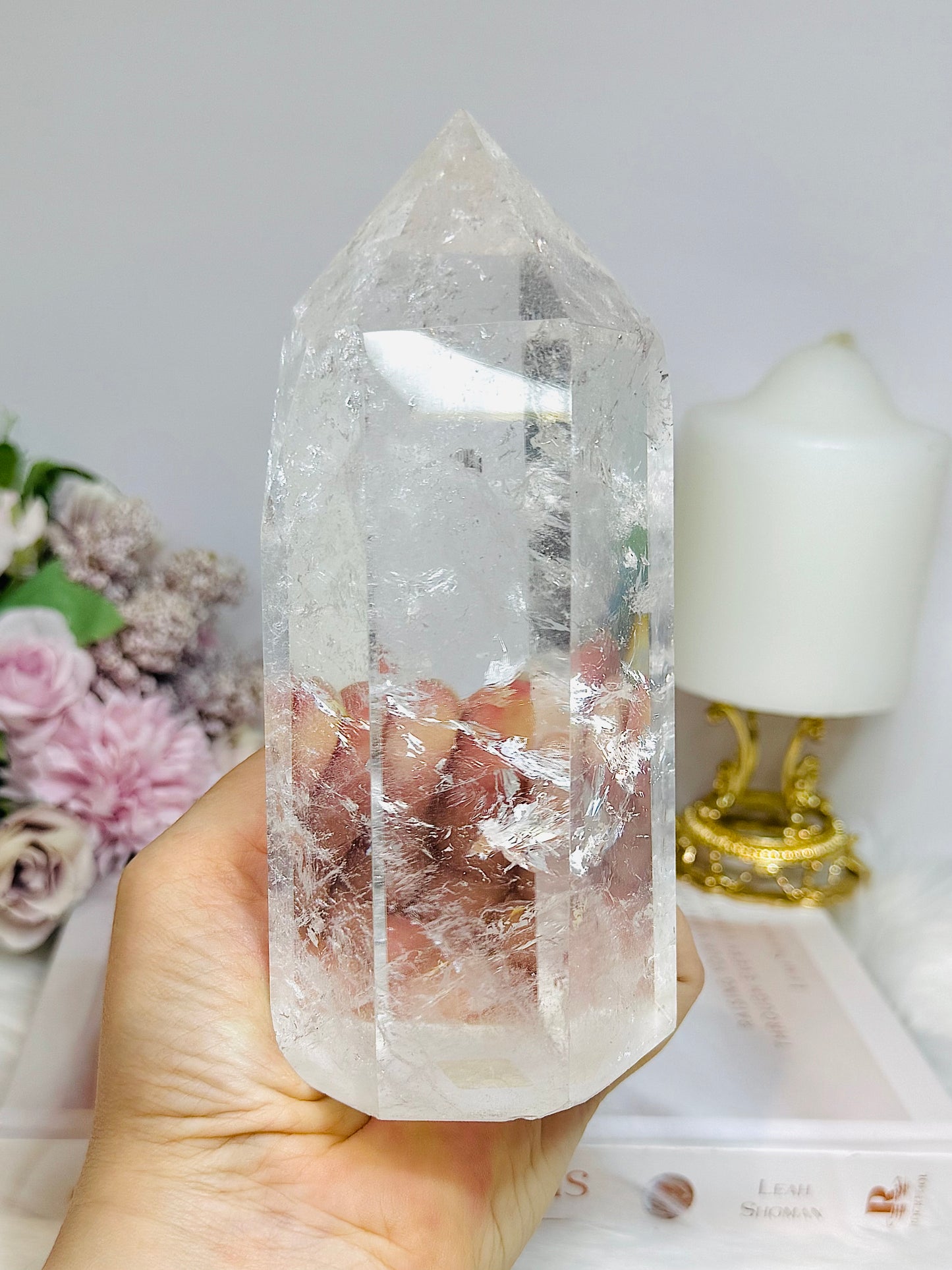 High Grade AAA Clear Quartz Large Chunky Tower From Brazil 15.5cm 956g