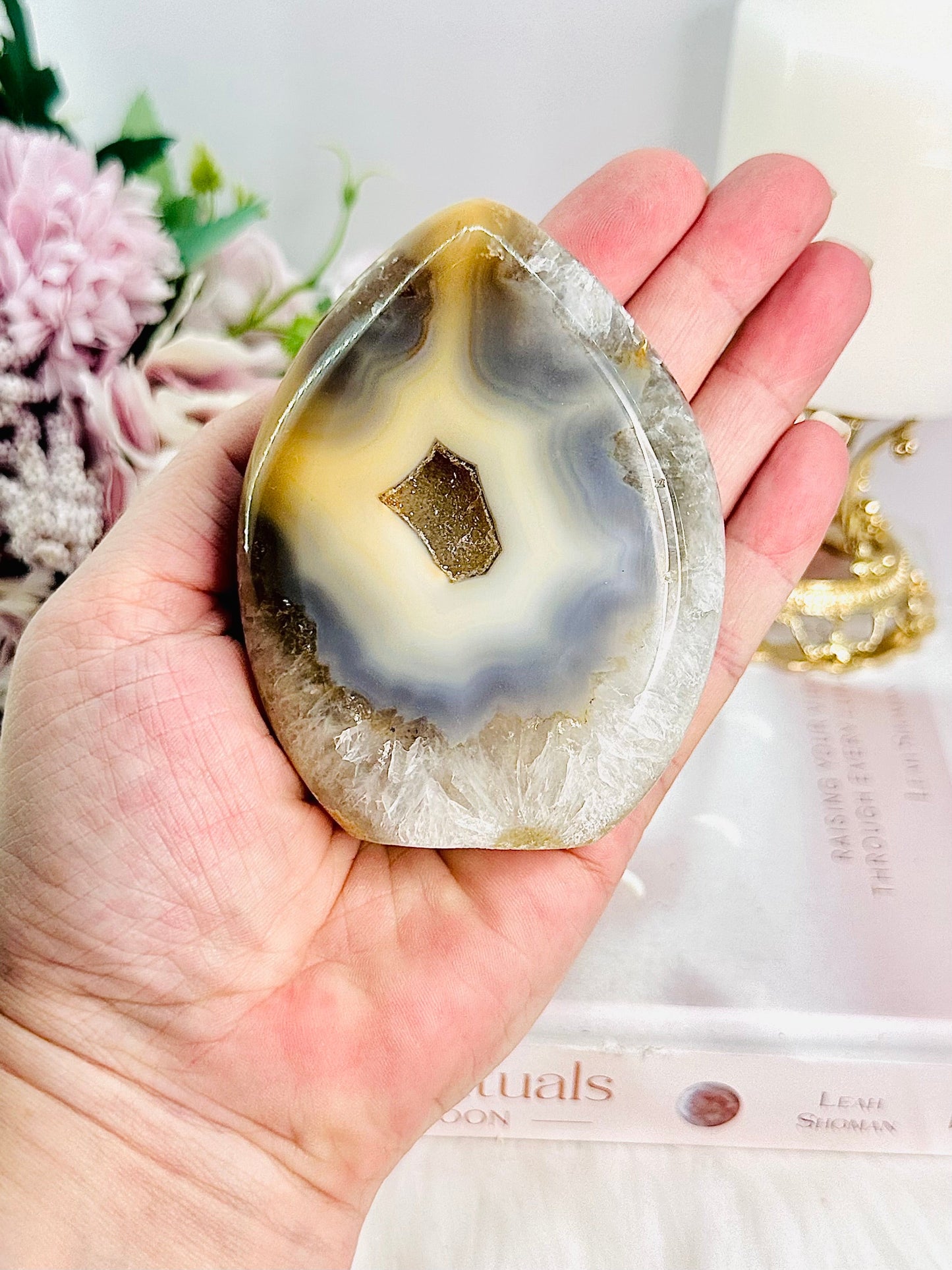 Unique Druzy Agate Carved Freeform | Flame From Brazil 10cm