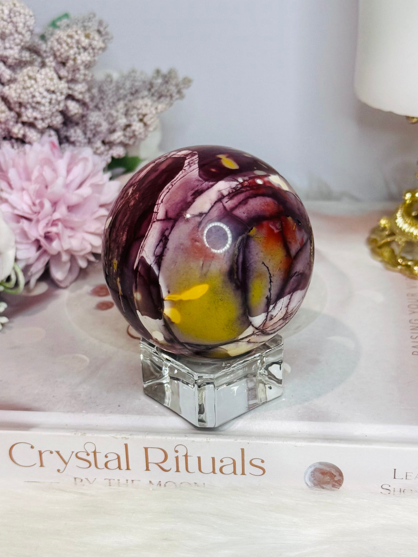 High Grade Mookaite Jasper Sphere on Stand 7cm