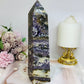 Large Purple Fluorite X Sphalerite Druzy Tower 20cm 747g