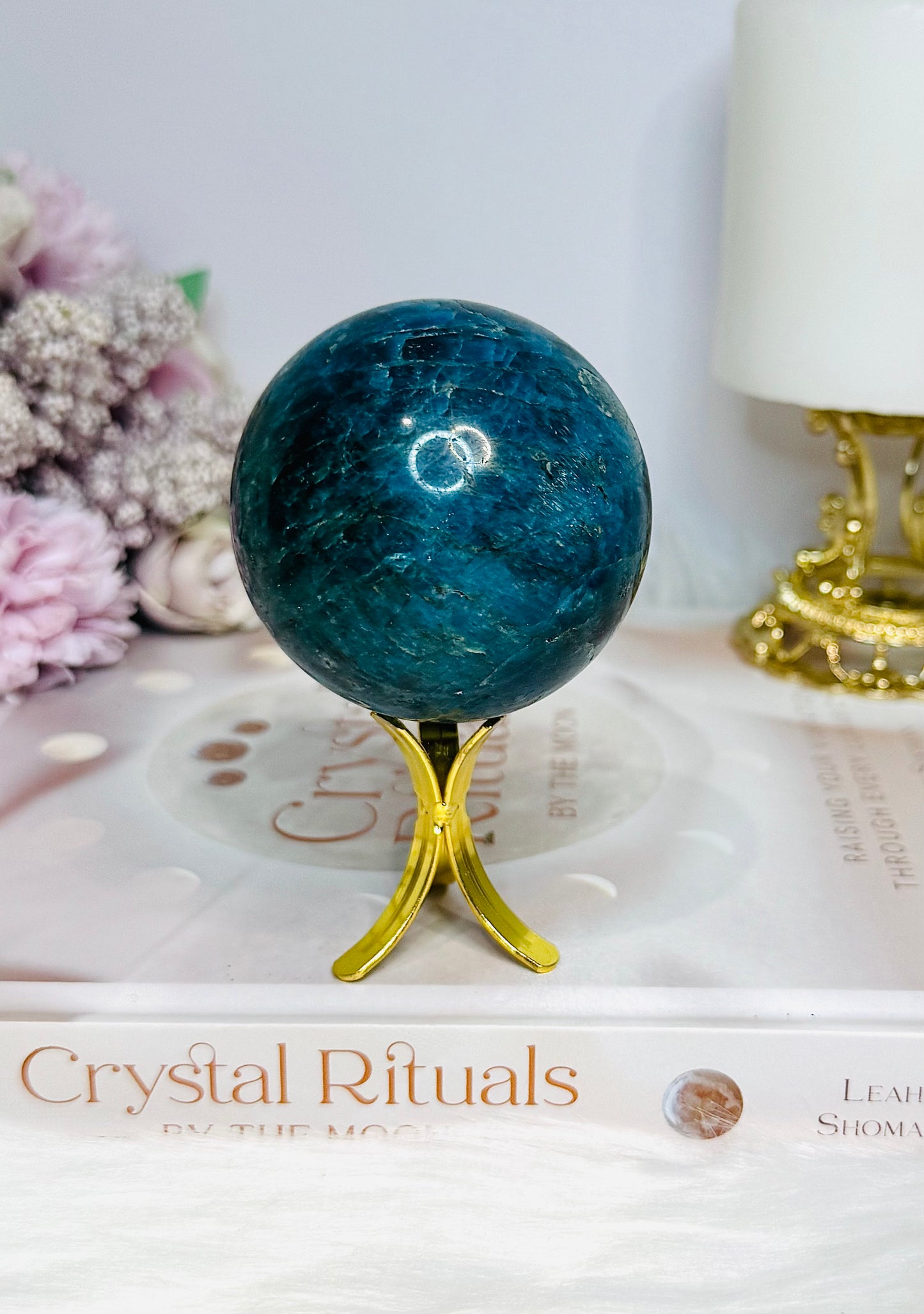 Blue Apatite Sphere on Stand 350g