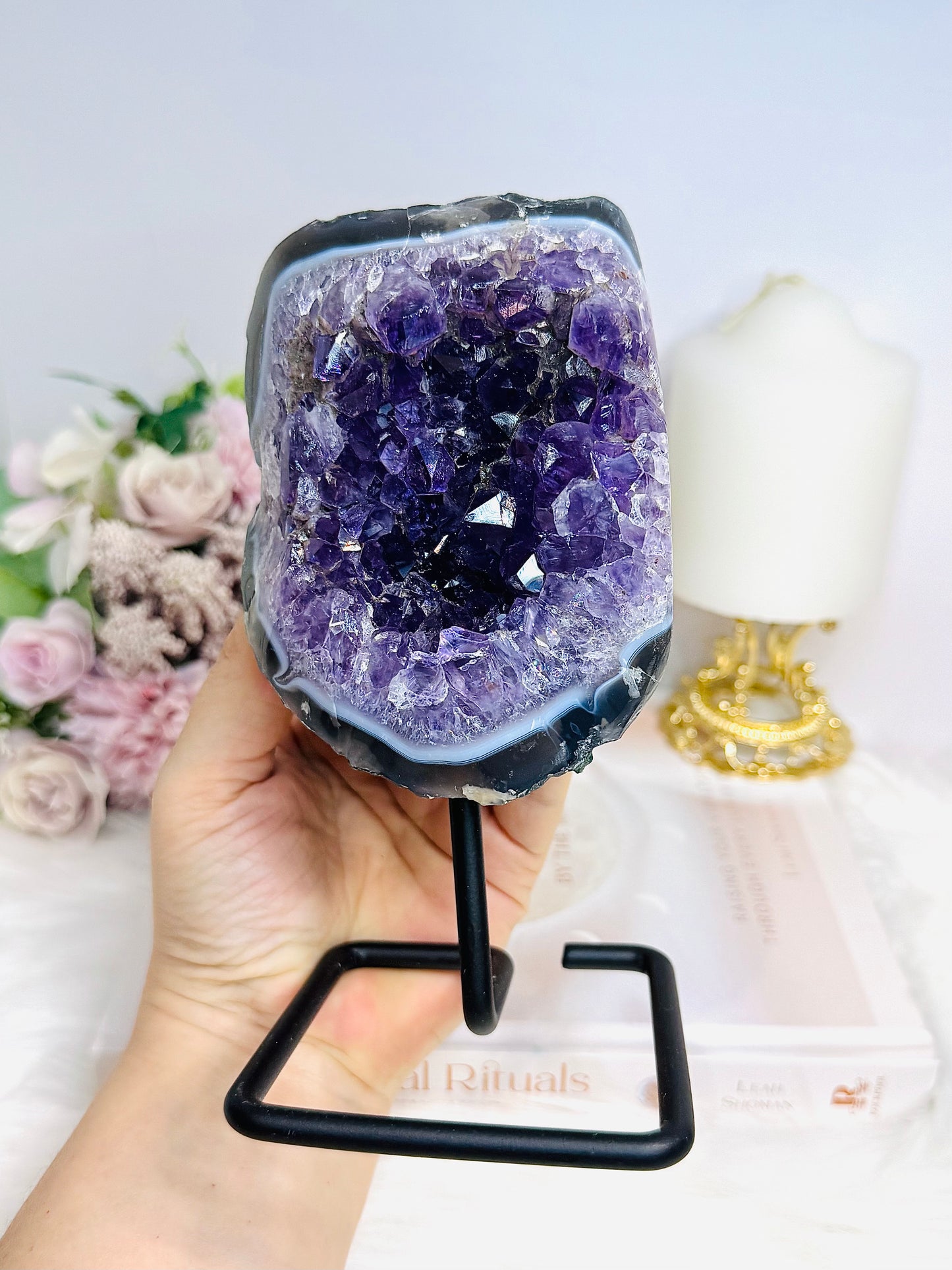 Large Natural Amethyst Cluster On Stand 16cm 745g
