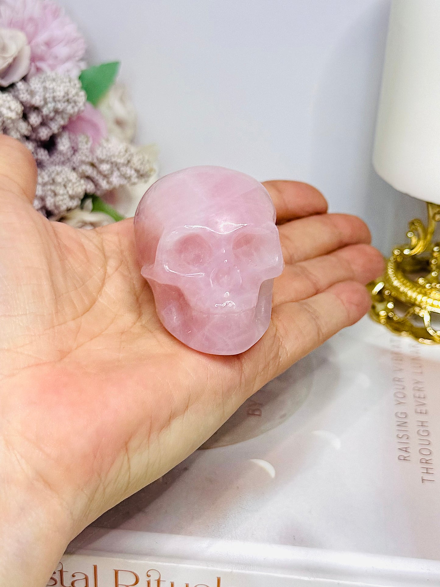 Rose Quartz Carved Skull 5.5cm