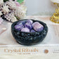 Natural Agate Carved Bowl Filled with Lepidolite Tumbles 426g