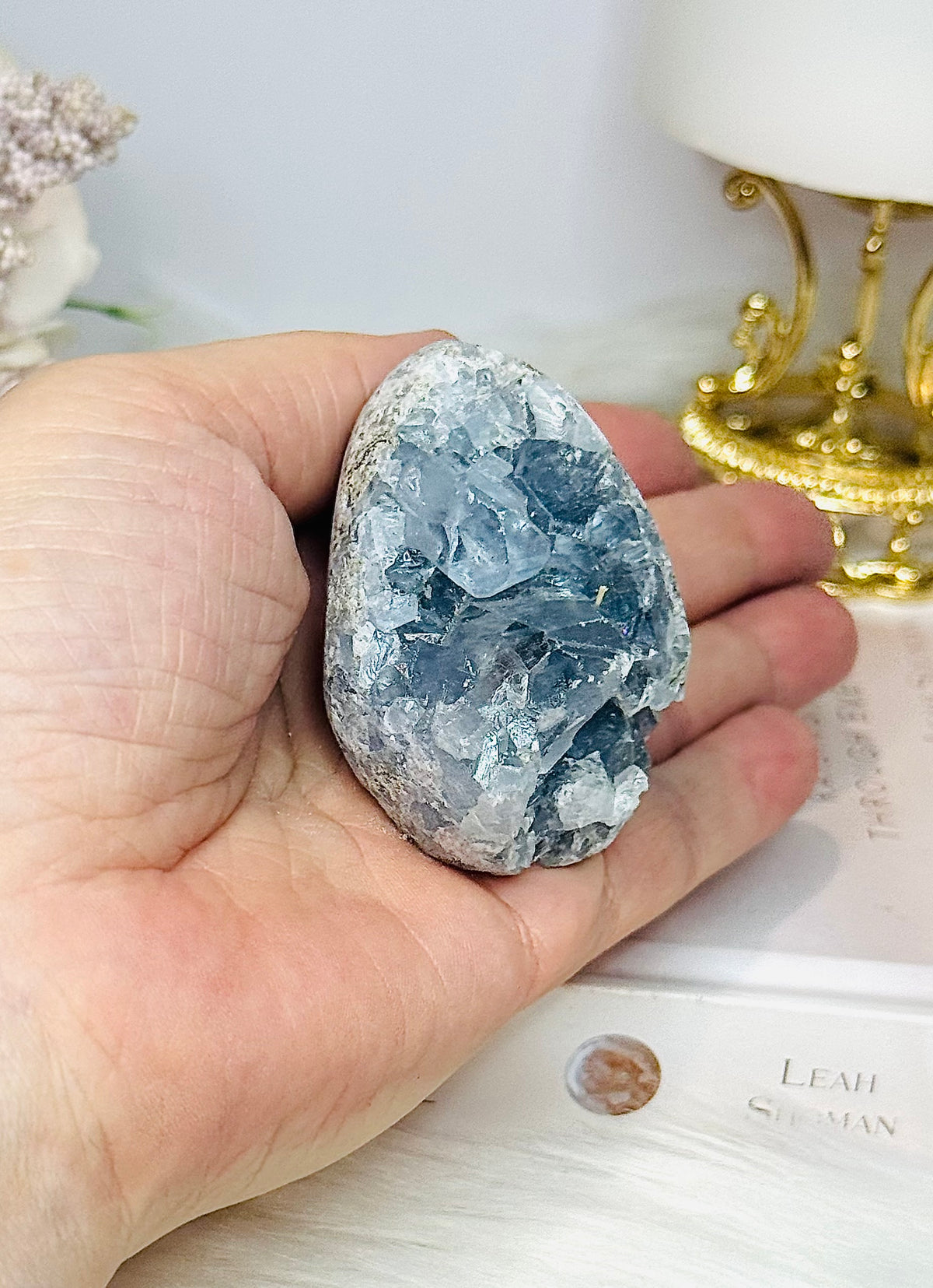 Blue Celestite Cluster Egg 153g