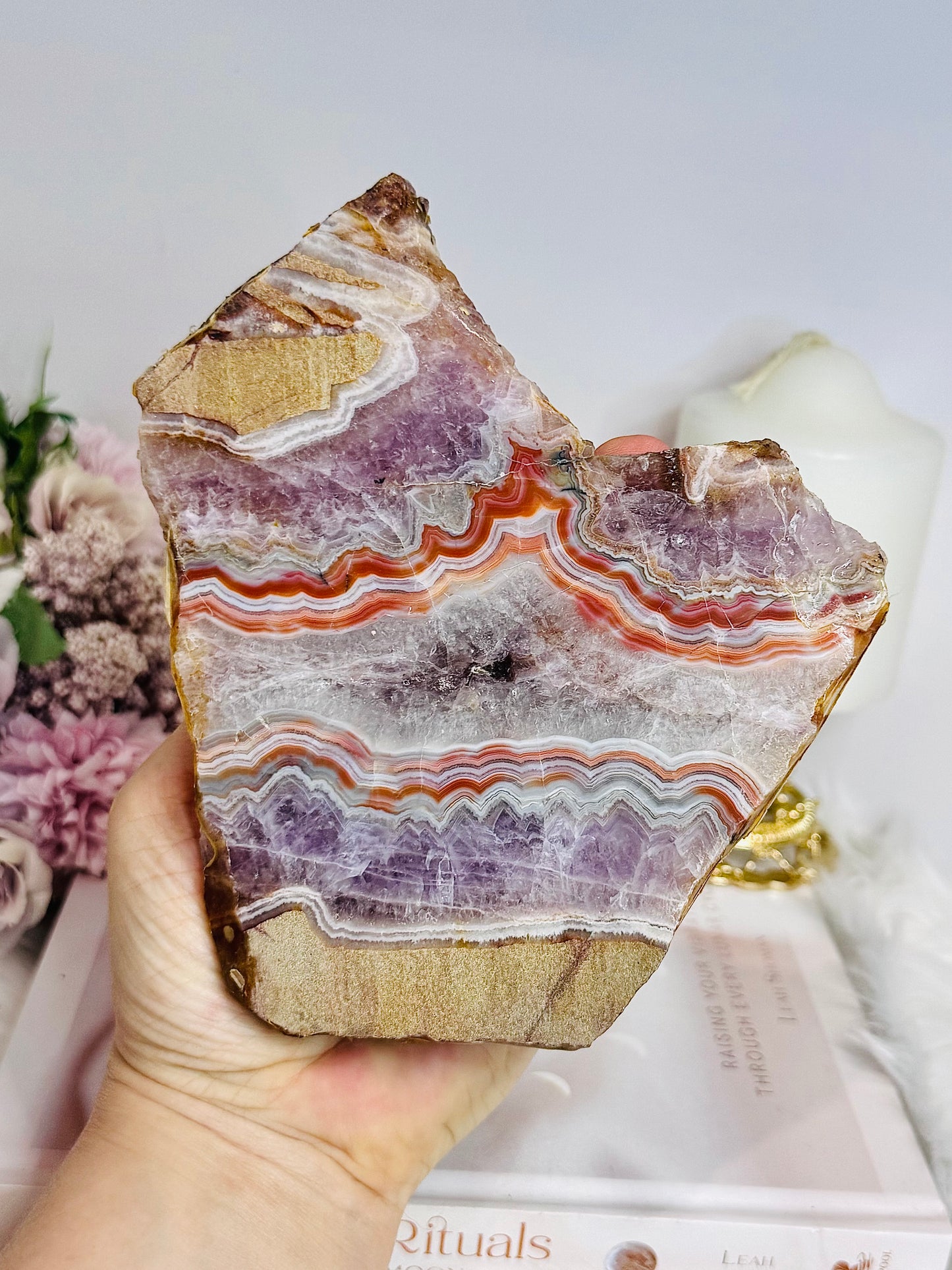 Large Natural Crazy Lace Amethyst Slab 16cm 430g