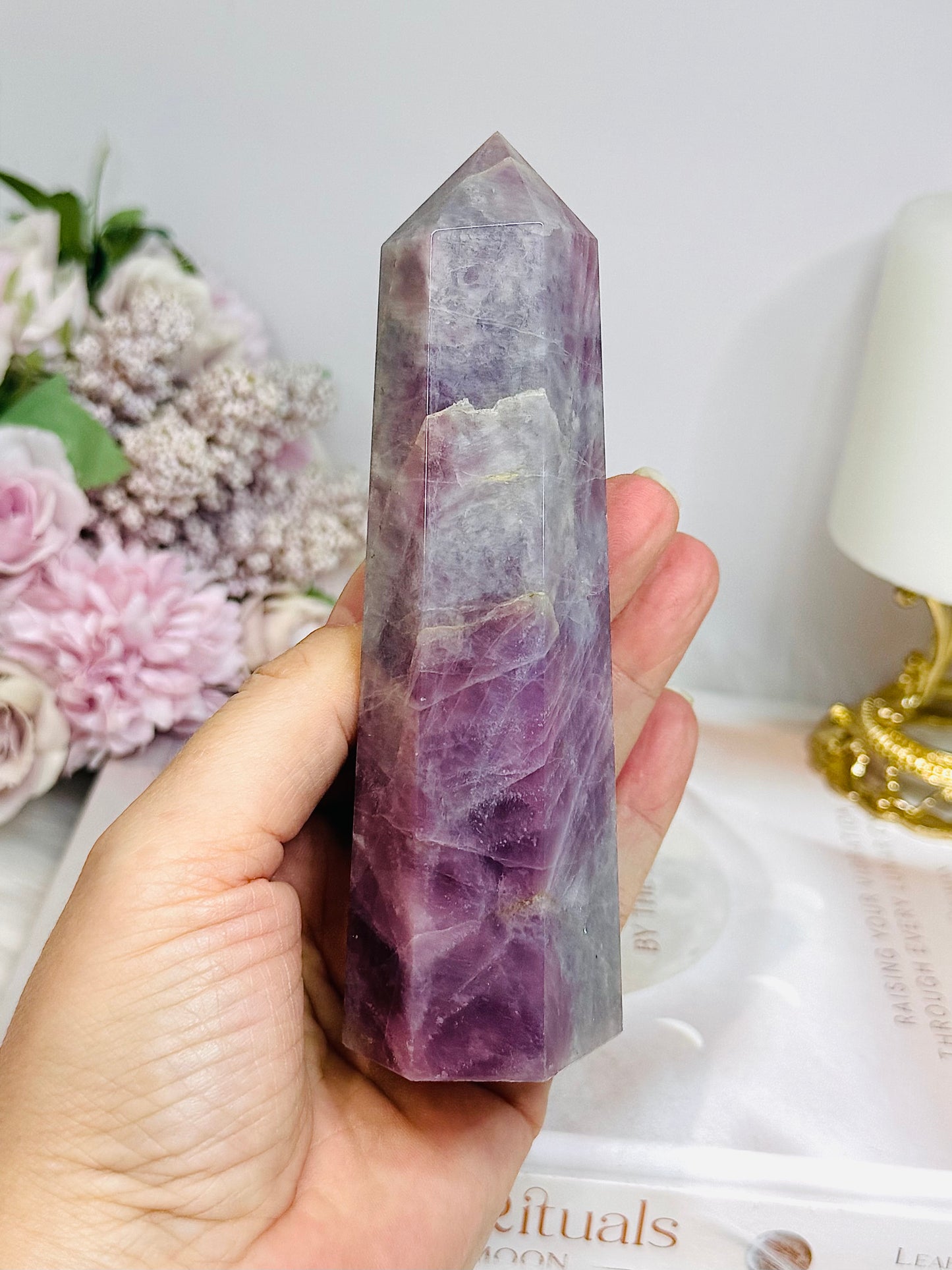 Large High Grade Lavender Rose Quartz Tower 13.5cm