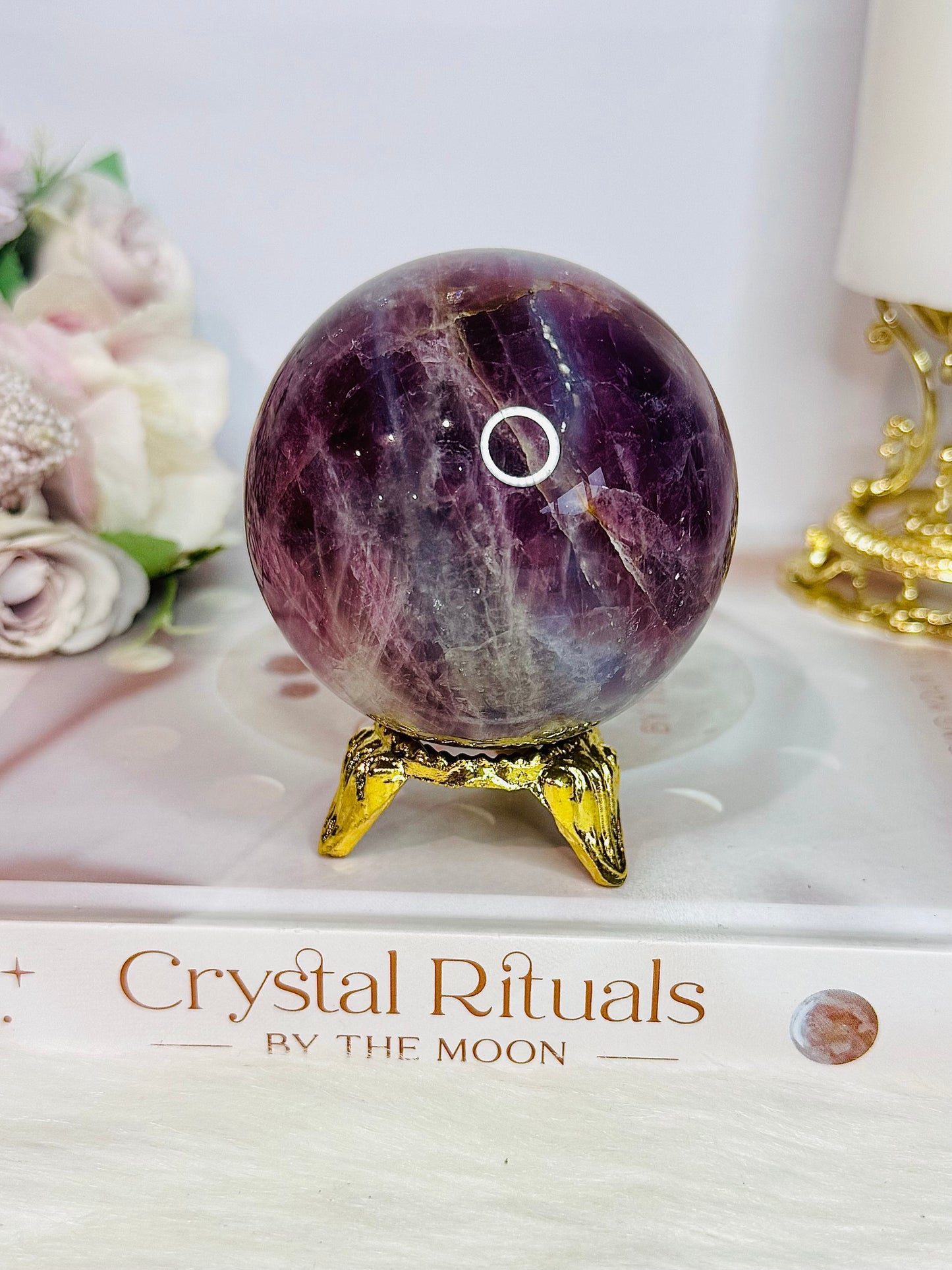 The Most Magical Large Lavender Star Rose Quartz Sphere with Flash On Stand 402grams