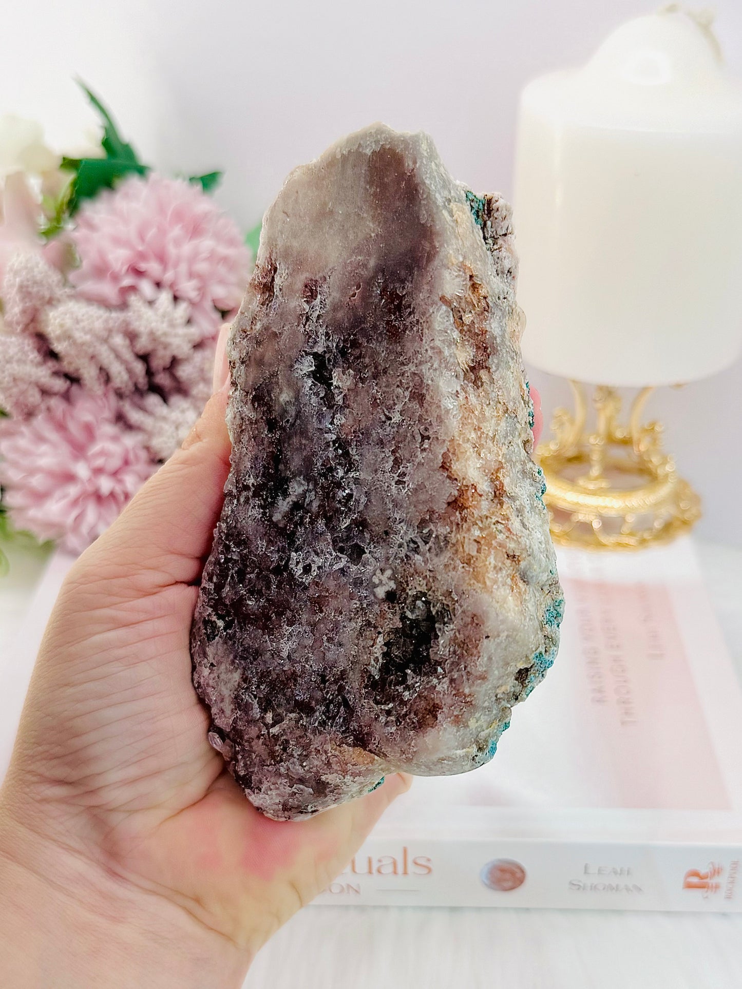 Classy & Fabulous!!! Stunning 12.5cm Druzy Pink Amethyst Slab From Brazil On Stand