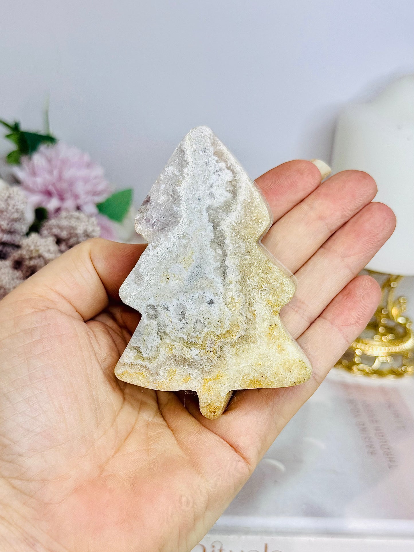 Pink Amethyst Chunky Christmas Tree 9cm On Stand