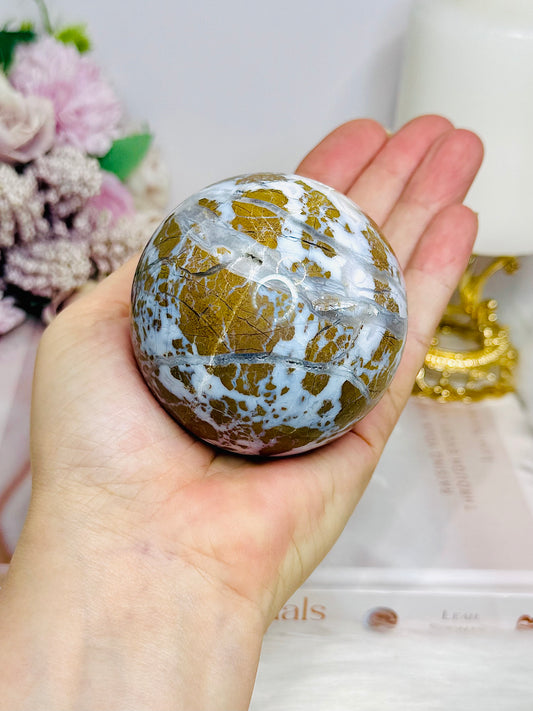 Large Brecciated Jasper Sphere on Stand 388g