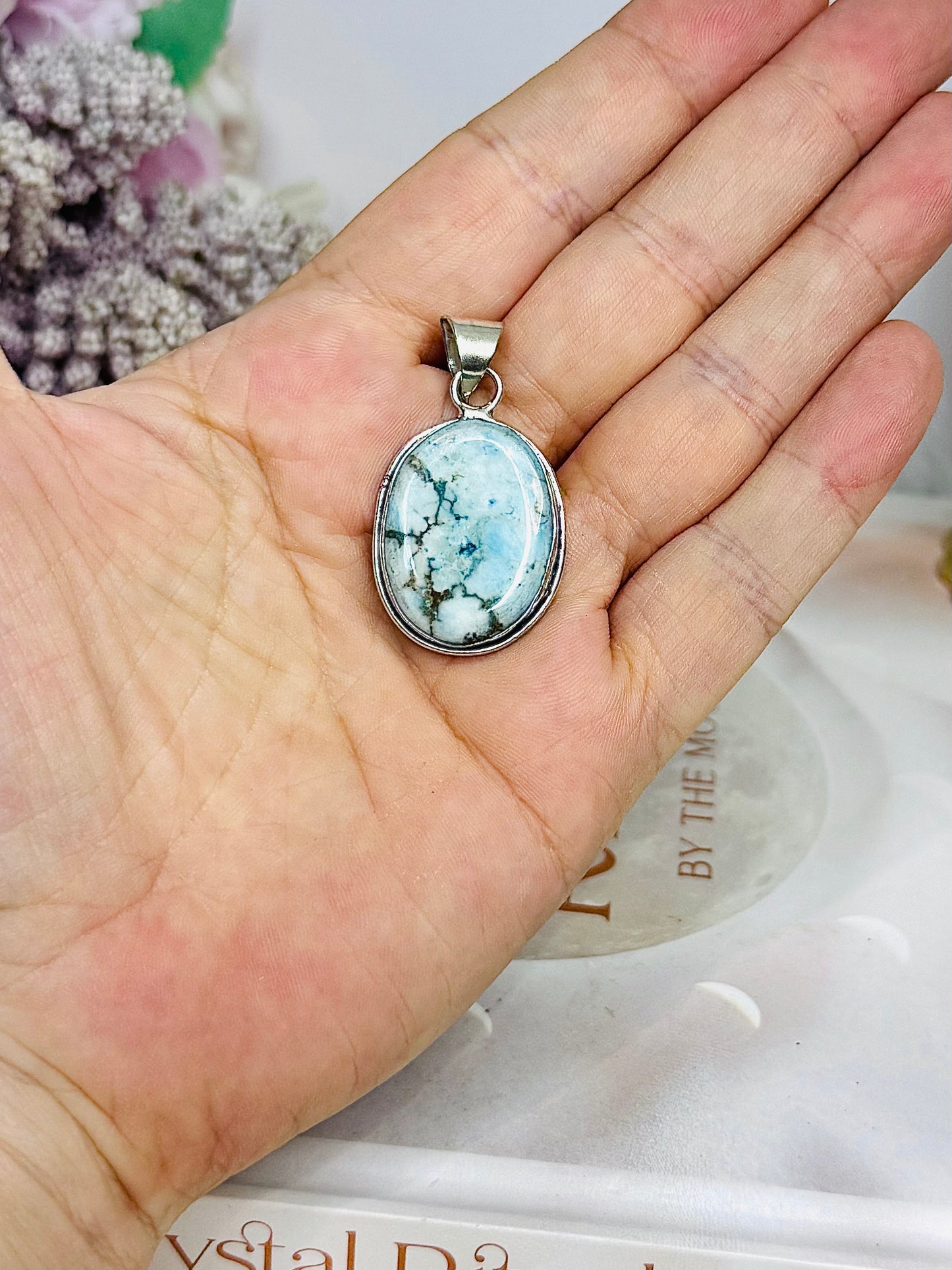 Sterling Silver 925 Navajo Turquoise Pendant In Gift Bag