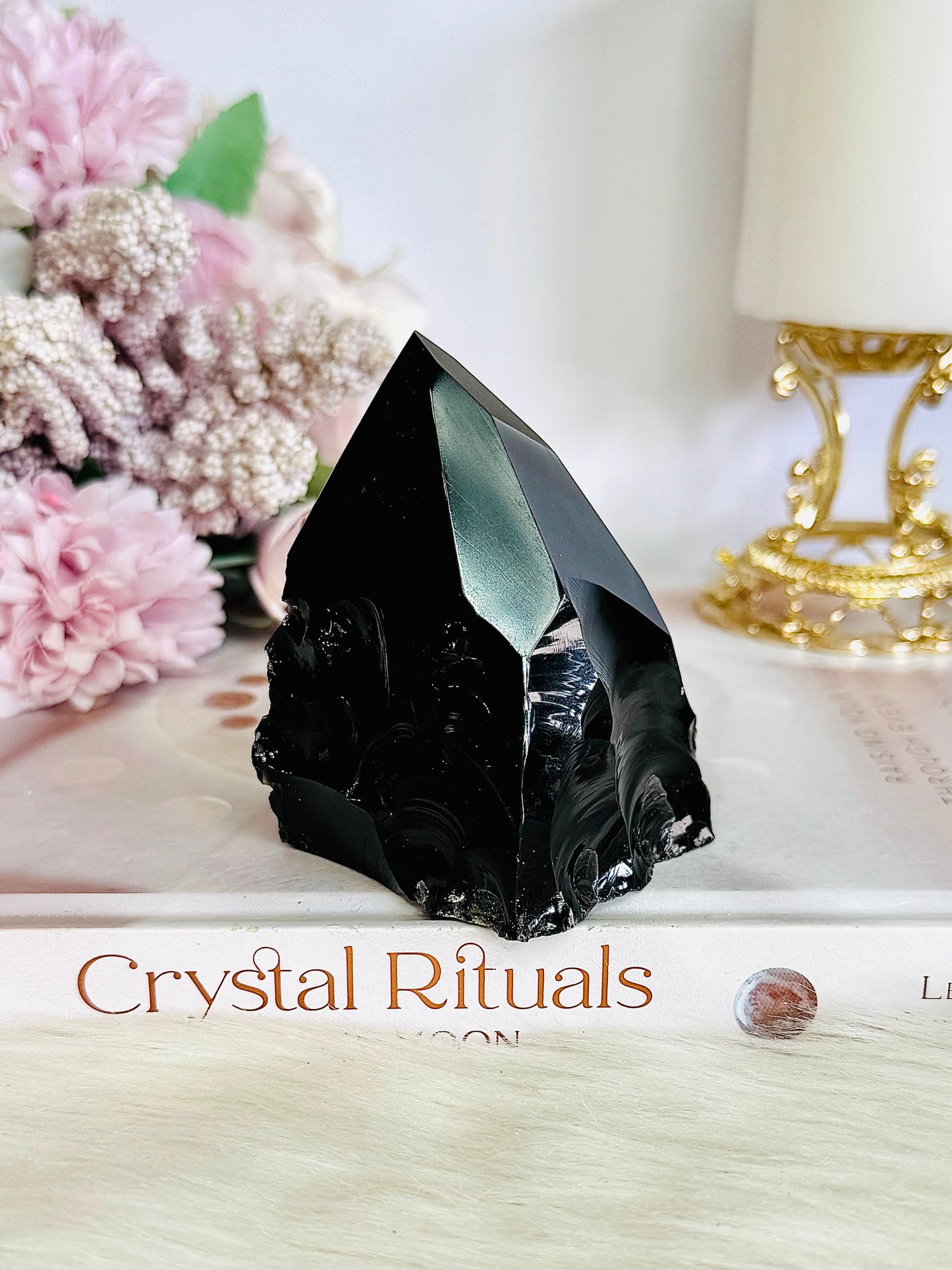 Black Obsidian Rough & Polished Tower 8cm