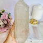 Huge Stunning 1.39KG Natural Lemurian Quartz Chunky Double Terminated Point | Tower On Stand From Brazil