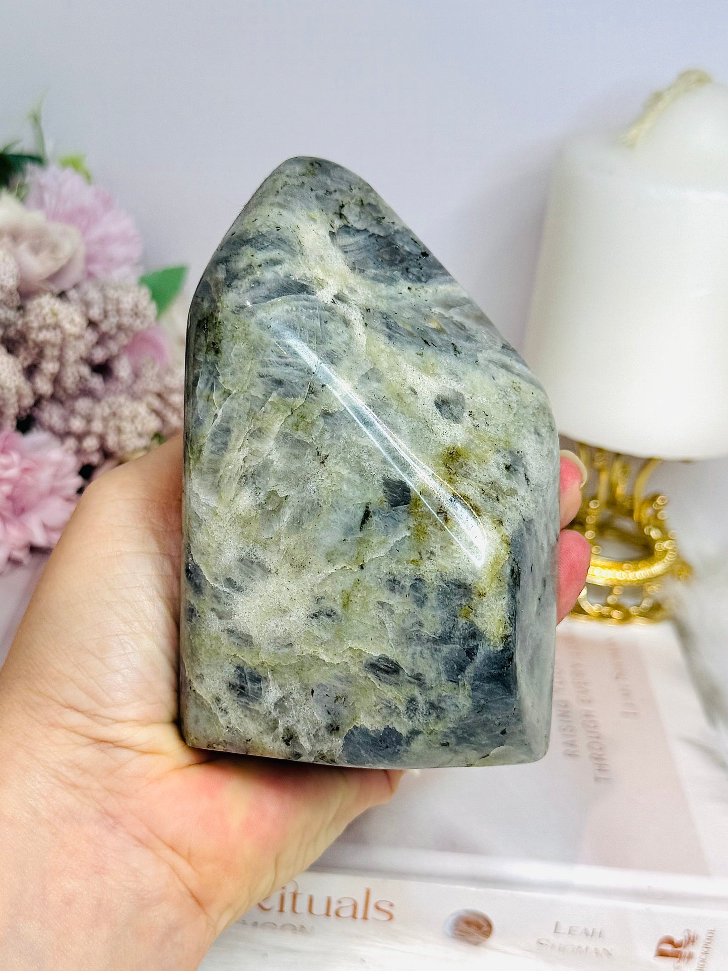 Natural Large Pink & Purple Flash Labradorite Freeform 11cm 610g