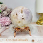 Large Druzy Pink Amethyst Sphere on Stand 608g