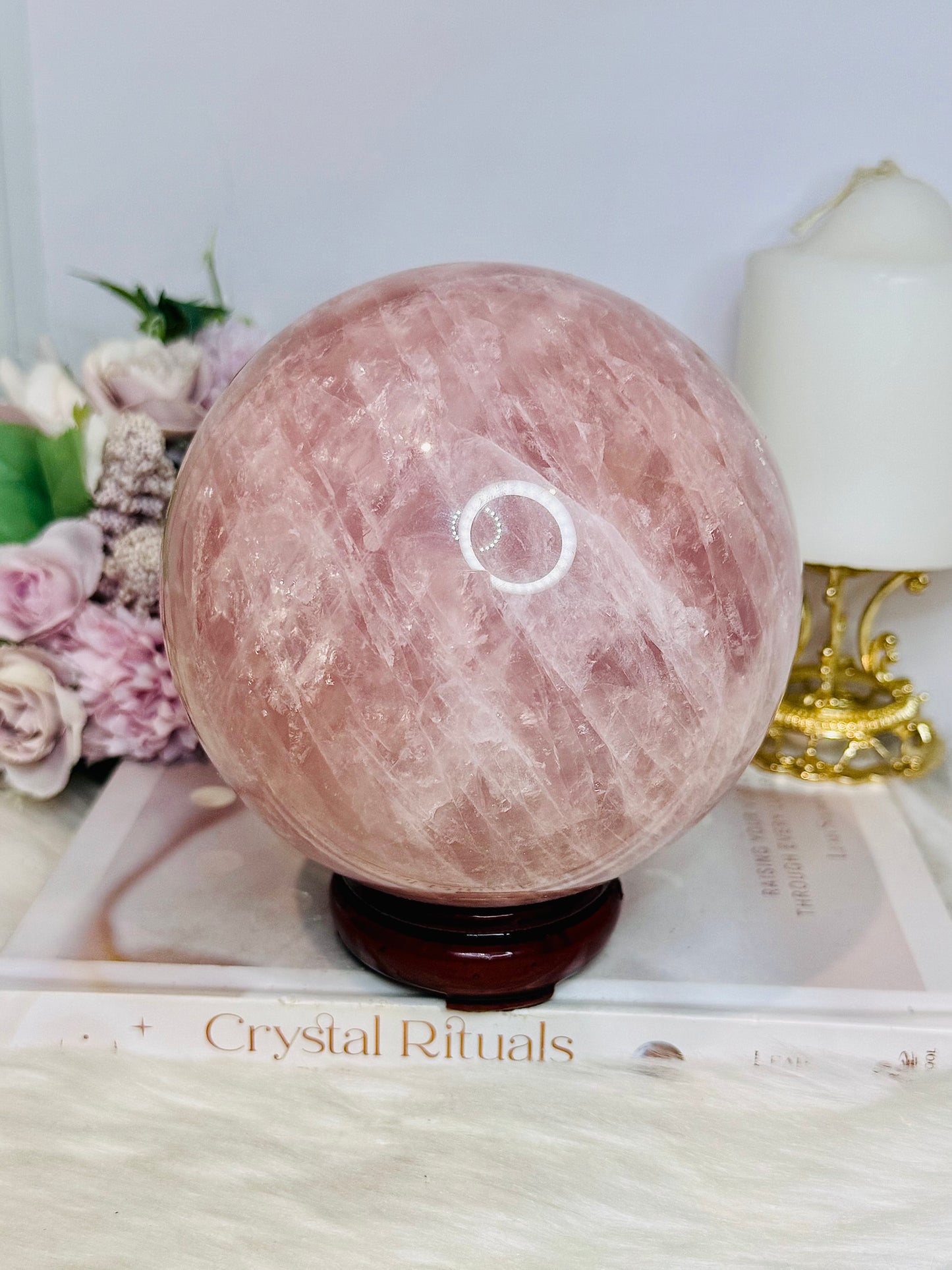 Huge Rose Quartz Sphere 3KG on Stand