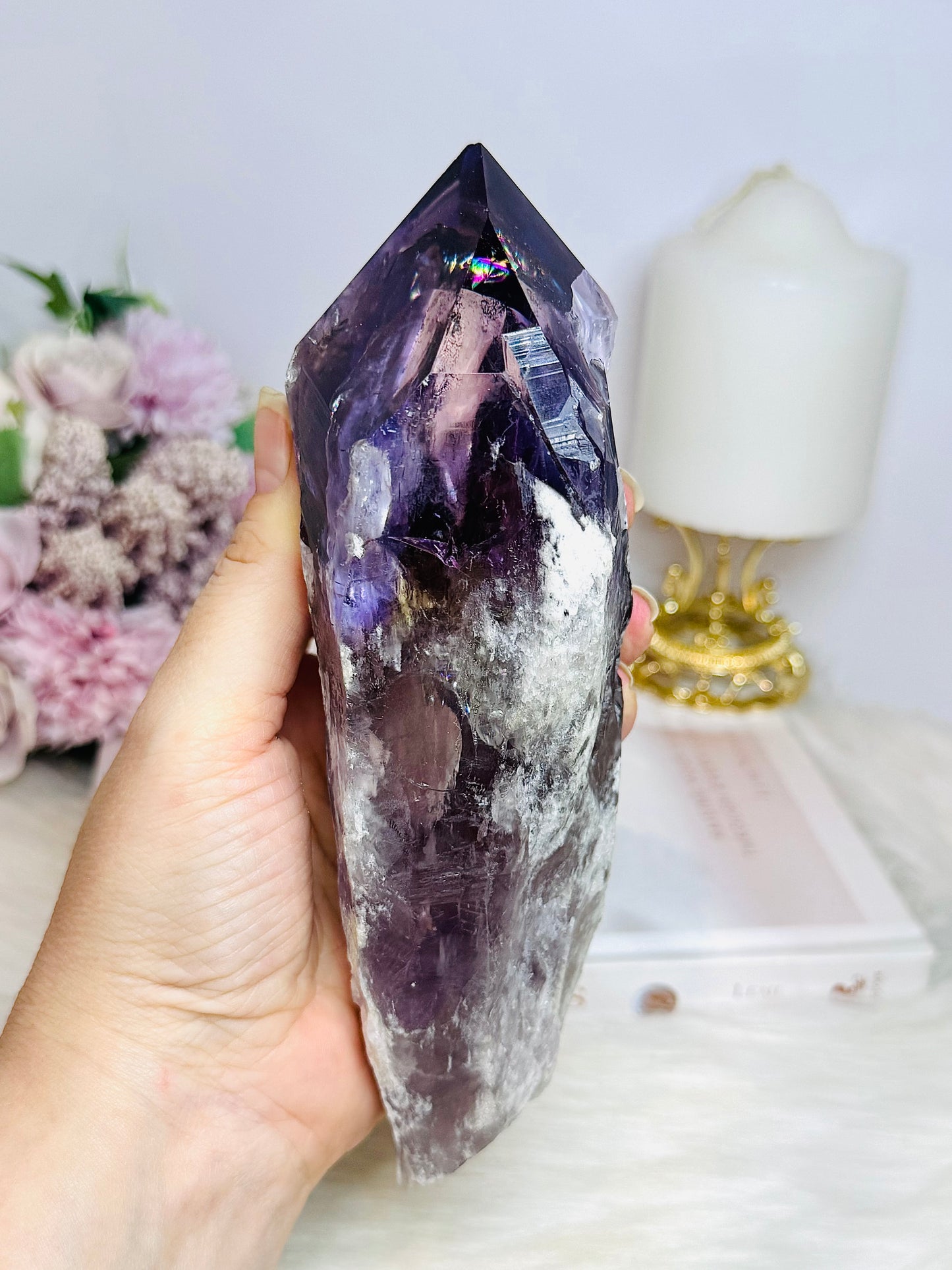 Large Natural Amethyst Dog Tooth Full of Rainbows In Top 18.5cm 652g