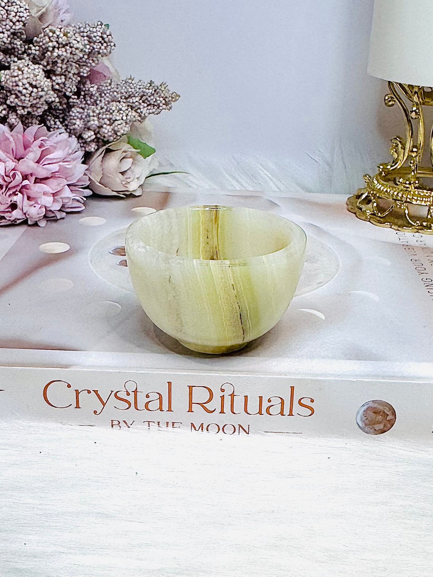 Small Green Onyx Carved Bowl